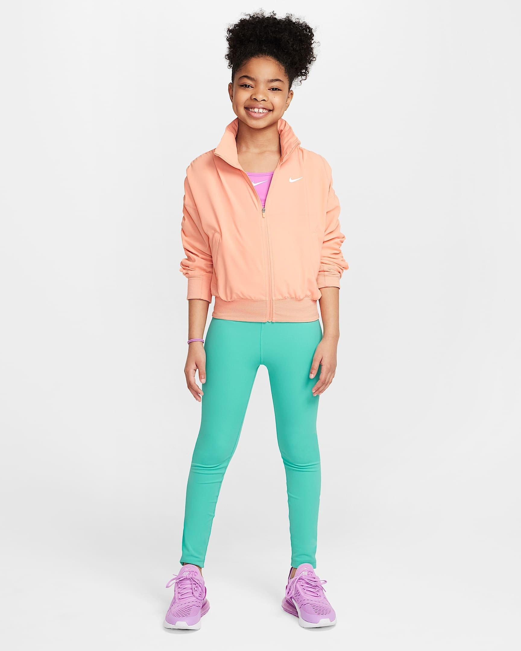 Nike Big Girls' Dri-FIT Lightweight FM Jacket - ORANGE Thumbnail View 9
