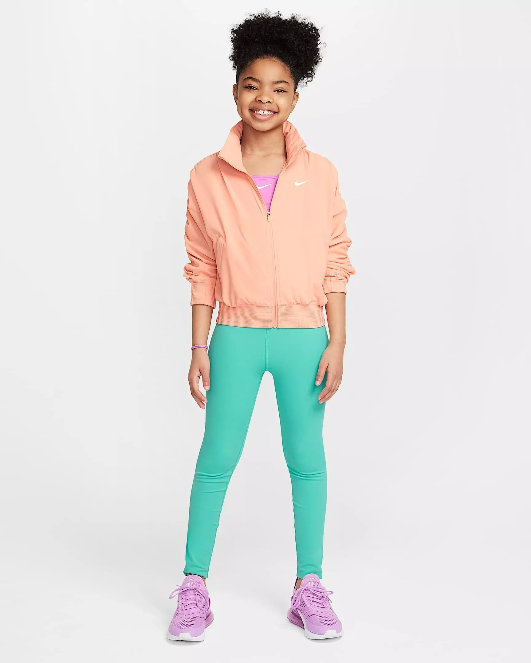 Nike Big Girls' Dri-FIT Lightweight FM Jacket - ORANGE