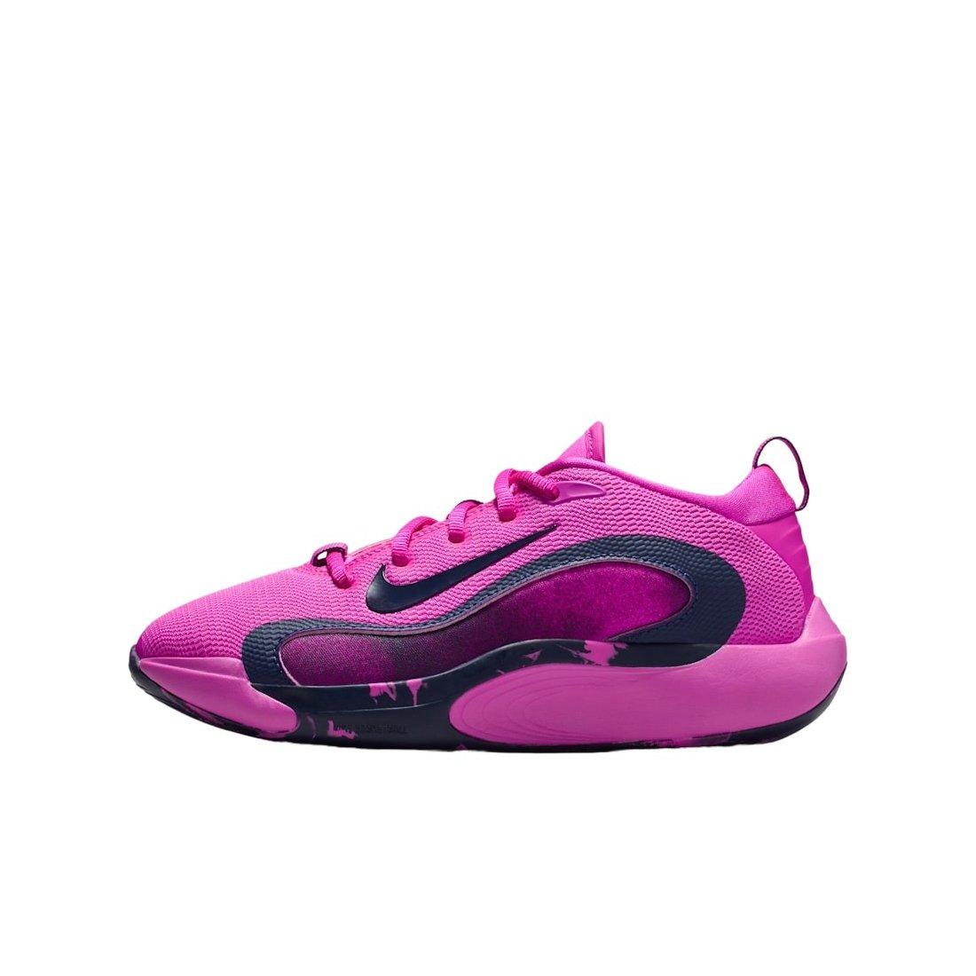 Nike IsoFly "Fire Pink/Midnight Navy" Grade School Girls' Basketball Shoe - PINK/NAVY Thumbnail View 2