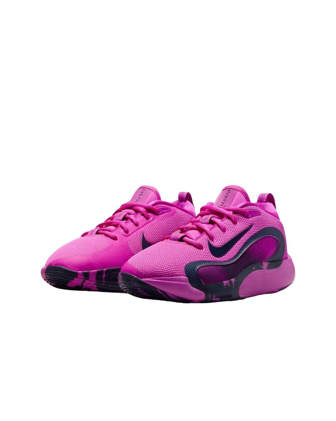 Nike IsoFly "Fire Pink/Midnight Navy" Grade School Girls' Basketball Shoe - PINK/NAVY Thumbnail View 3