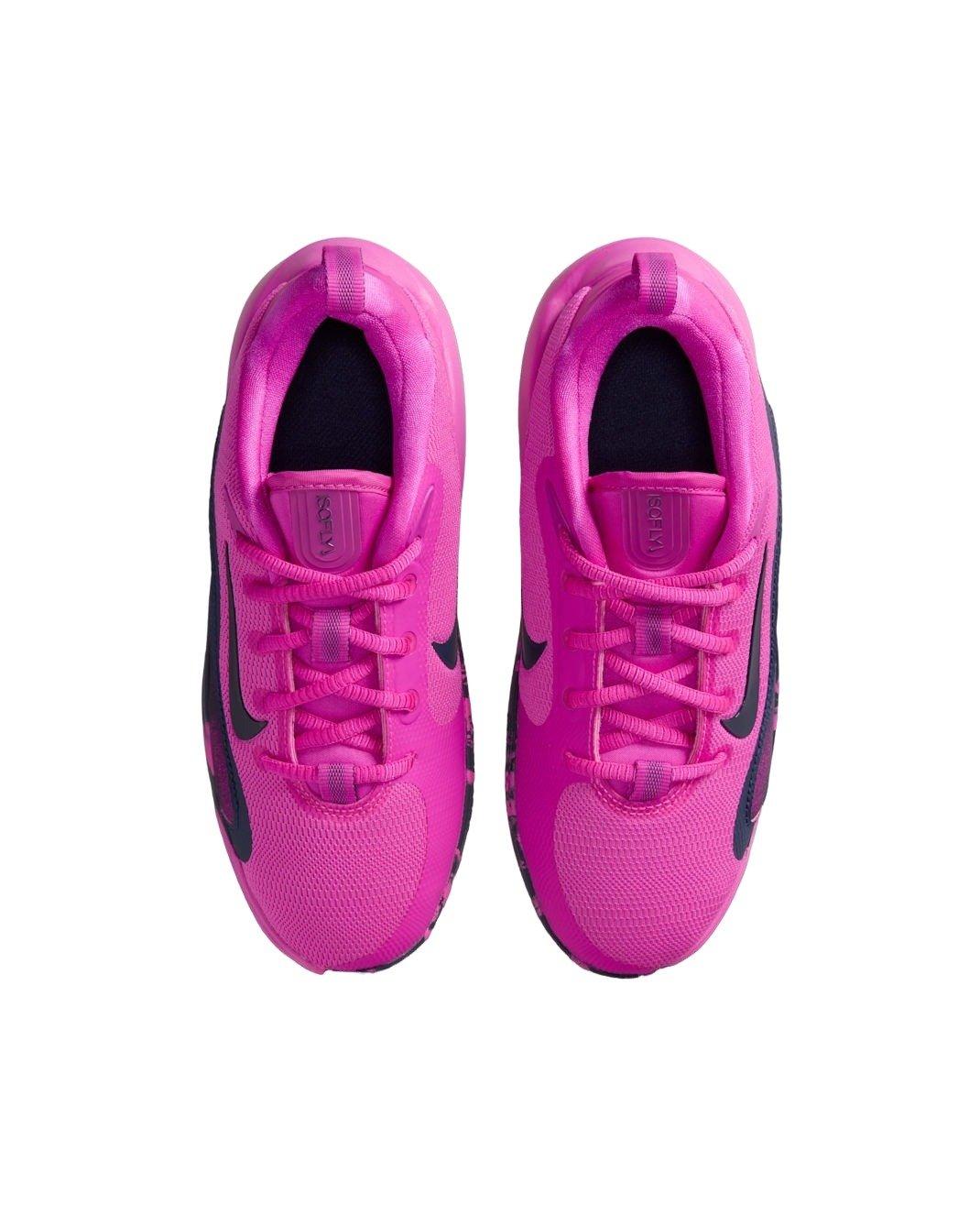 Nike IsoFly "Fire Pink/Midnight Navy" Grade School Girls' Basketball Shoe - PINK/NAVY Thumbnail View 4