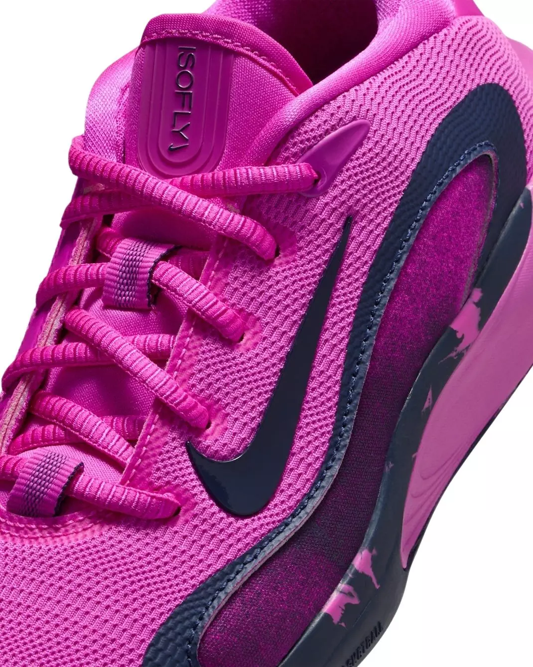 Nike IsoFly "Fire Pink/Midnight Navy" Grade School Girls' Basketball Shoe - PINK/NAVY