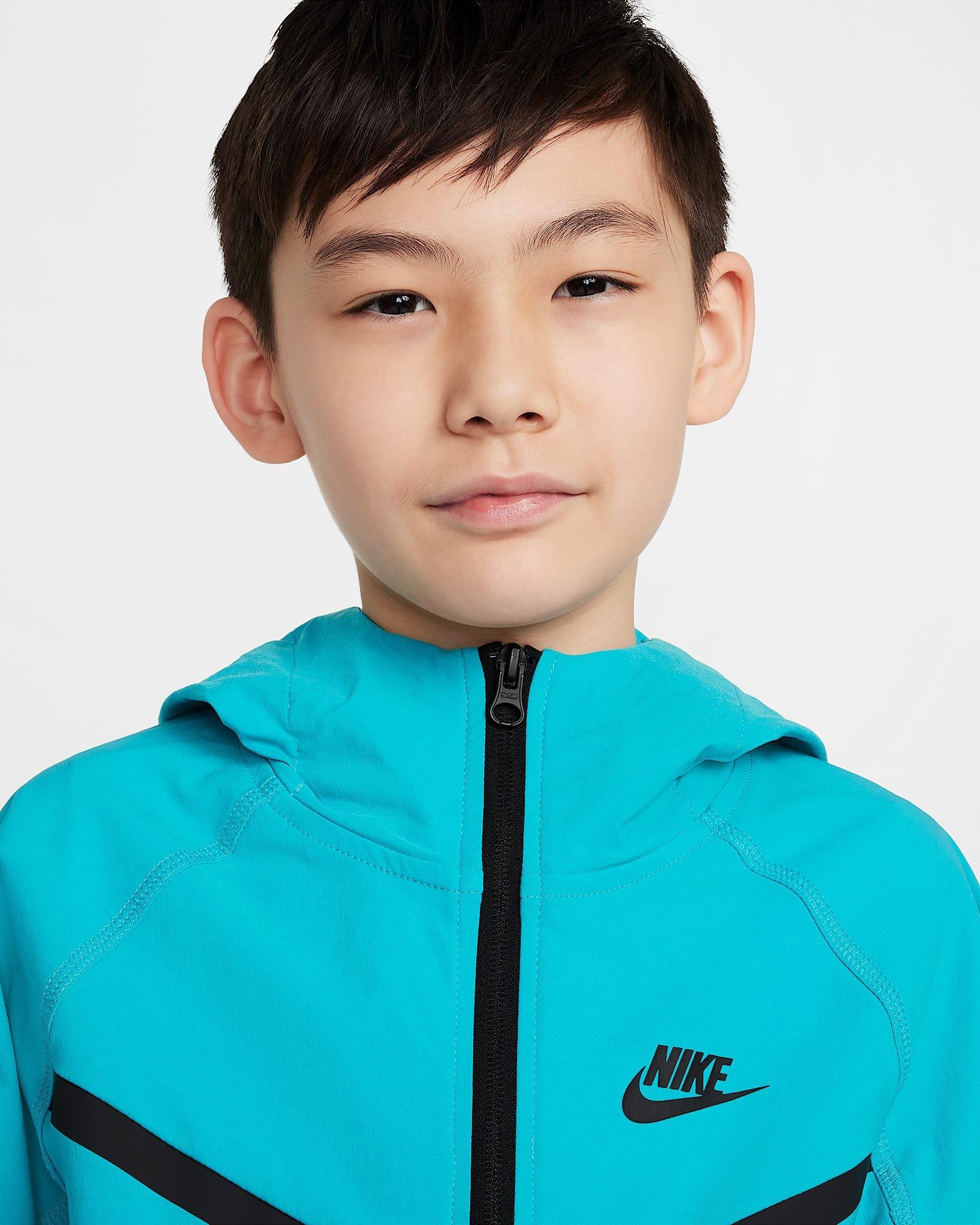 Nike Big Boys' Sportswear Tech Woven Jacket - TURQUOISE  Thumbnail View 3