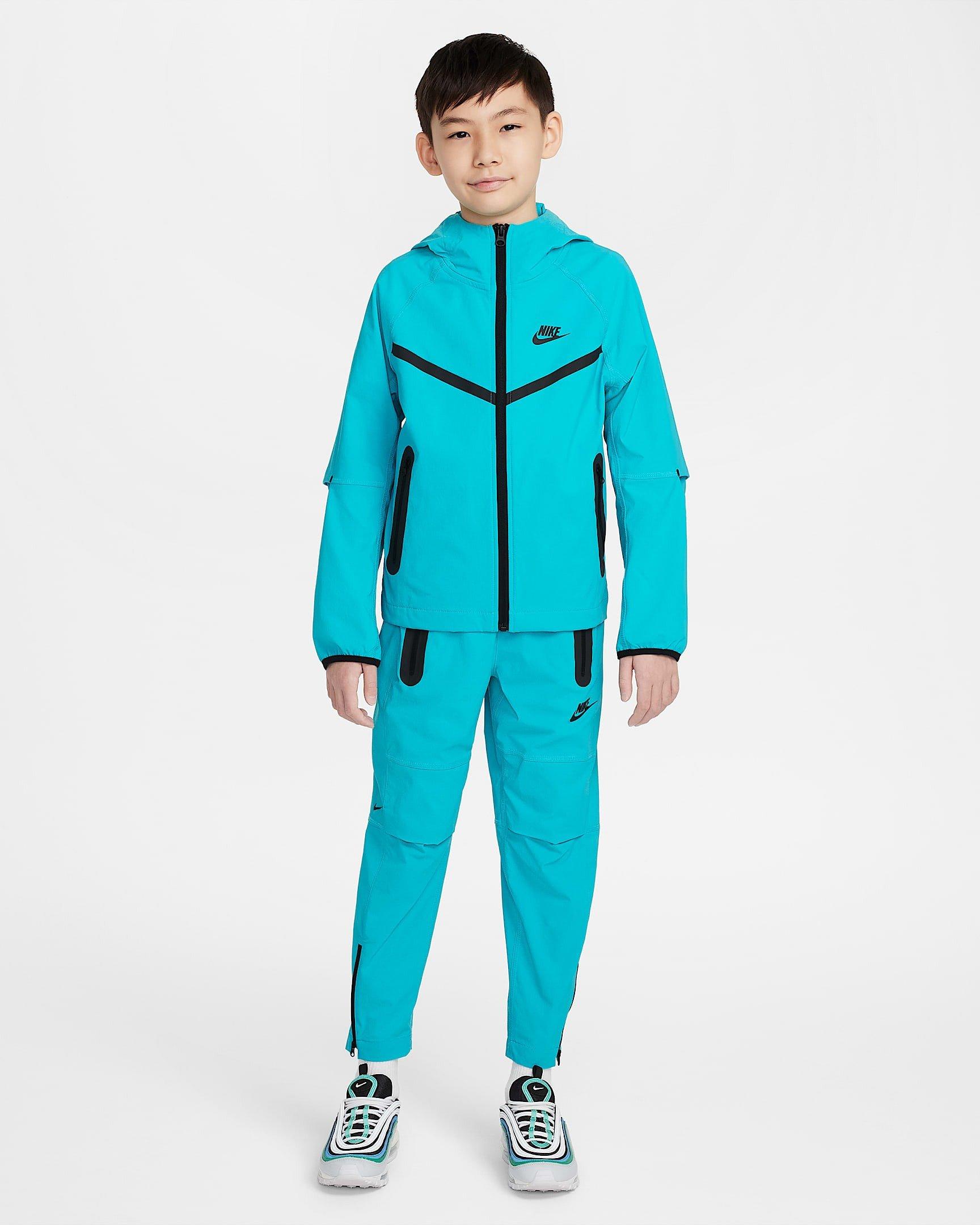 Nike Big Boys' Sportswear Tech Woven Jacket - TURQUOISE  Thumbnail View 9