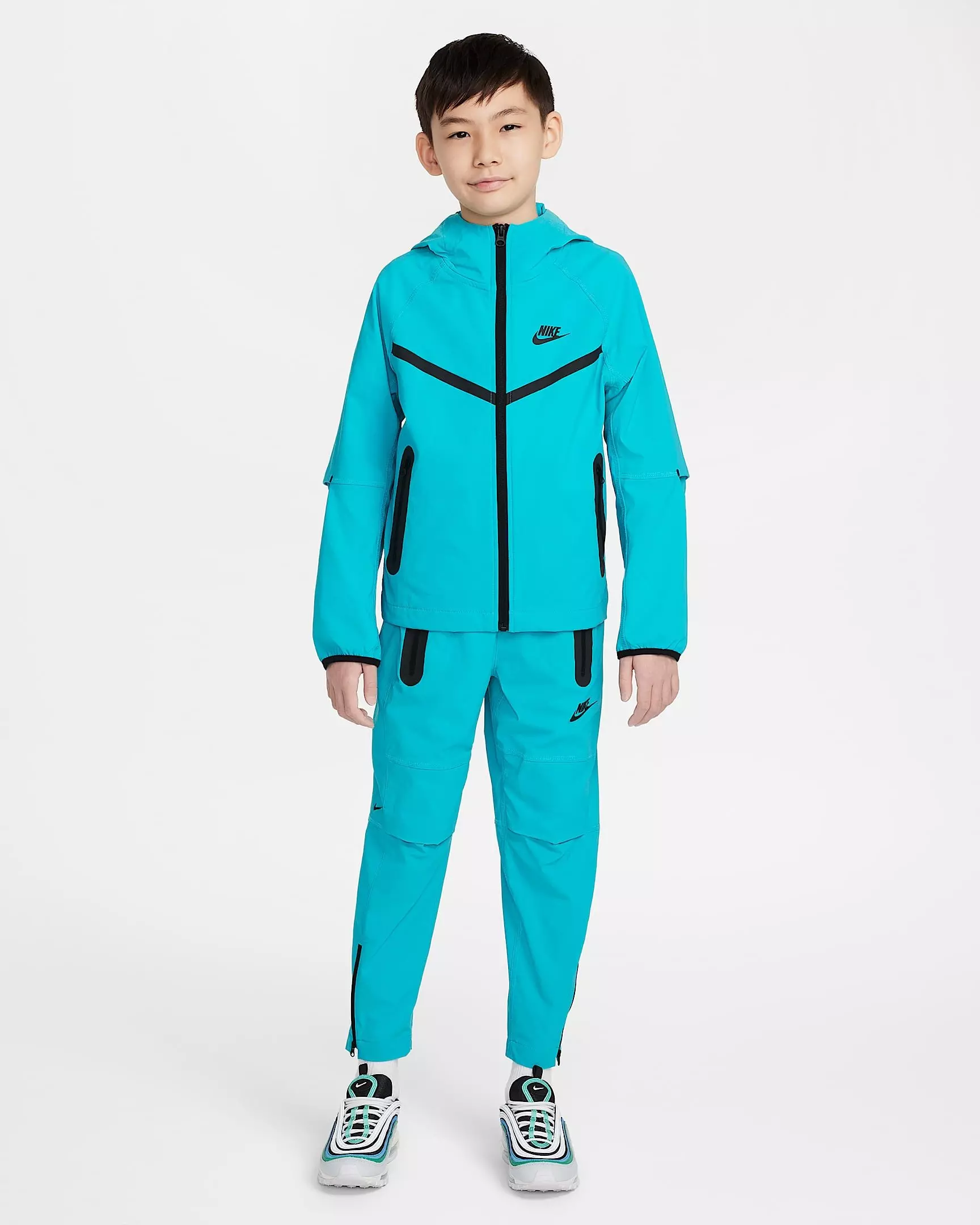 Nike Big Boys' Sportswear Tech Woven Jacket - TURQUOISE 