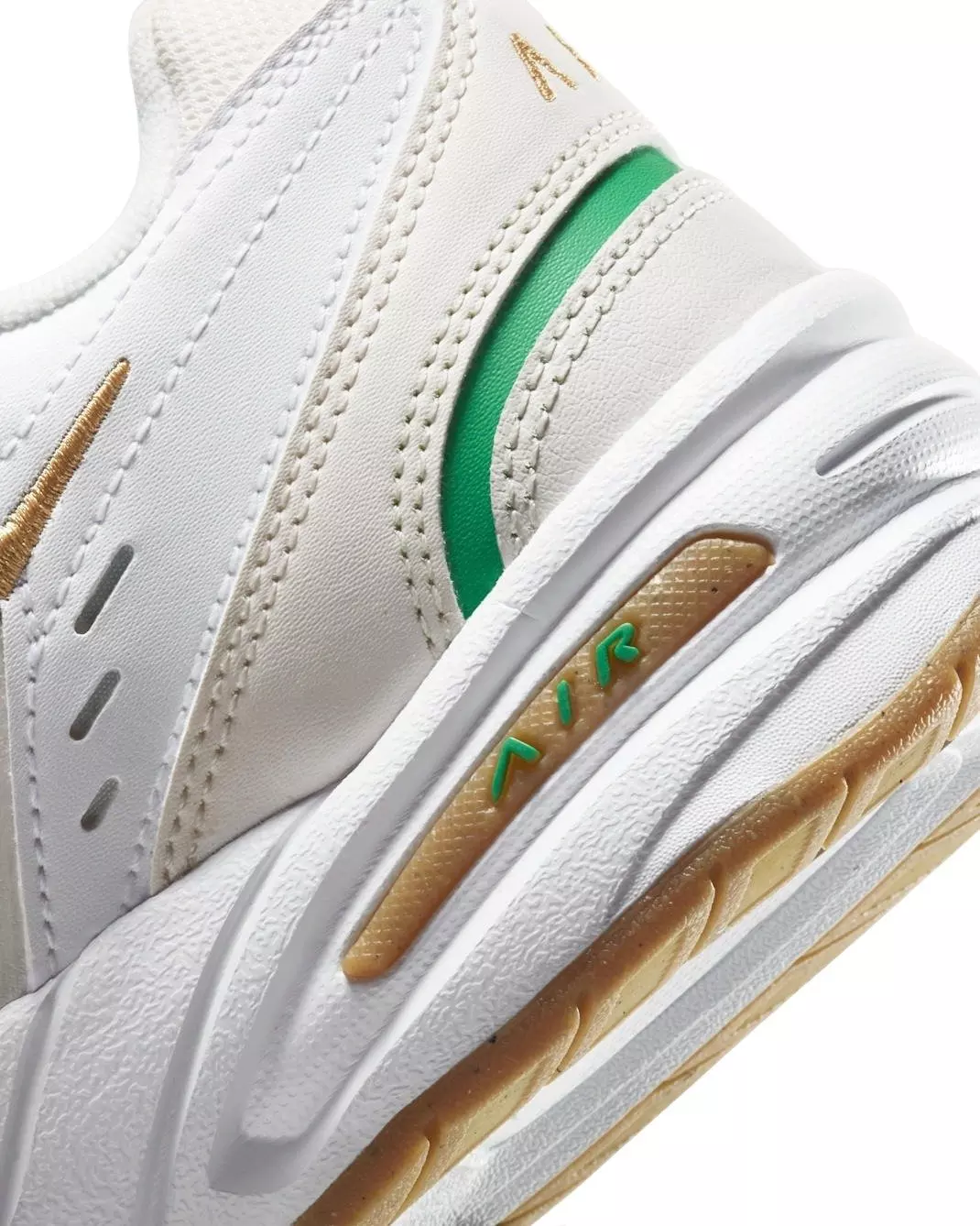 Nike Air Monarch IV "White/Phantom/Lucky Green/Metallic Gold" Men's Training Shoe - WHITE/PHANTOM/GREEN/GOLD