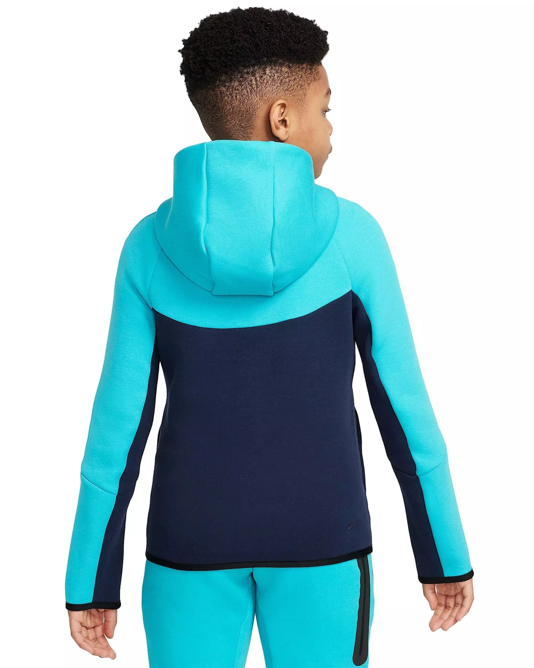 Nike Big Boys' Sportswear Tech Fleece Full-Zip Hooded Jacket - BLUE/TURQUOISE