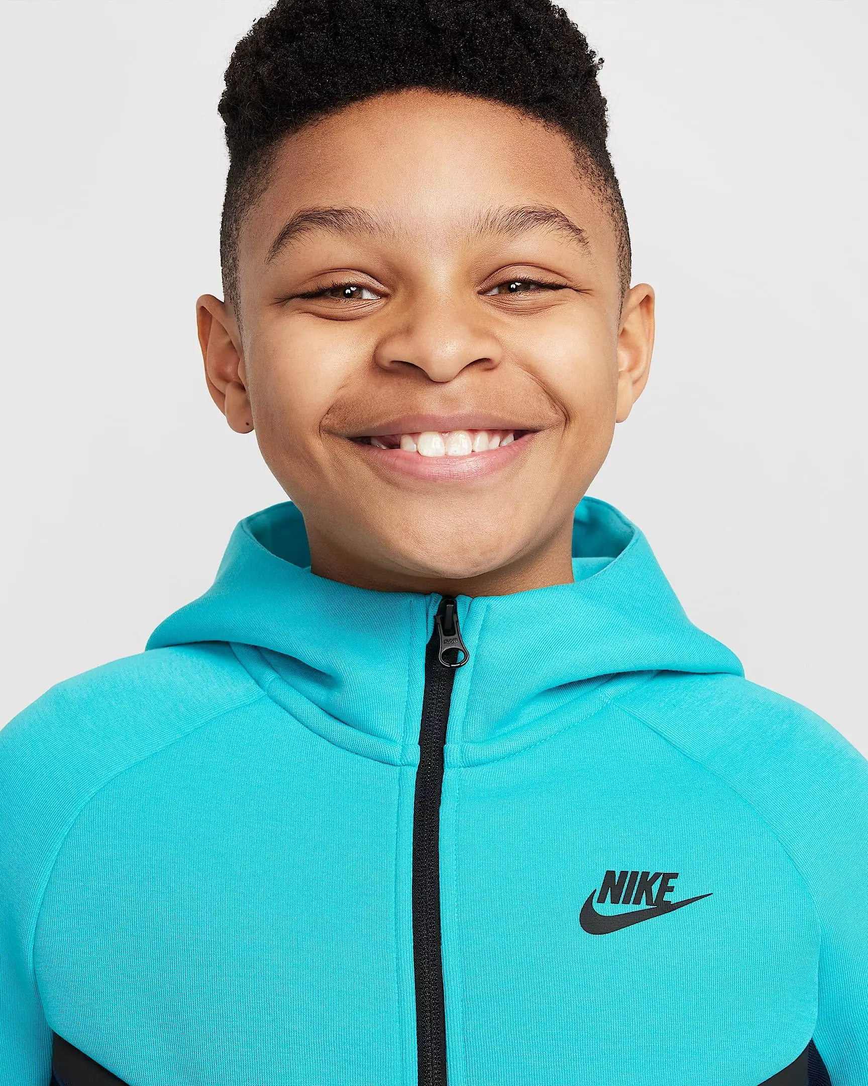 Nike Big Boys' Sportswear Tech Fleece Full-Zip Hooded Jacket - BLUE/TURQUOISE