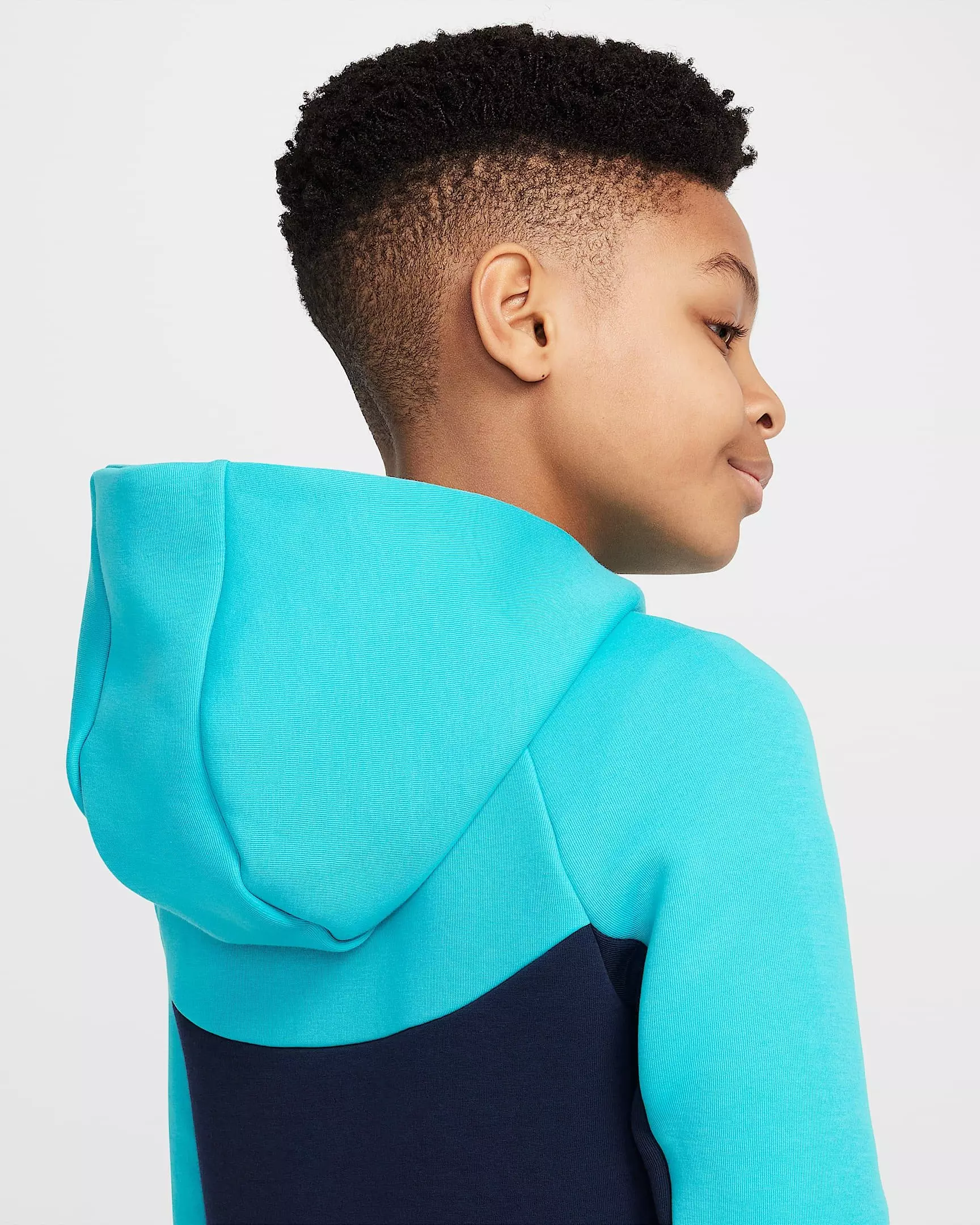 Nike Big Boys' Sportswear Tech Fleece Full-Zip Hooded Jacket - BLUE/TURQUOISE
