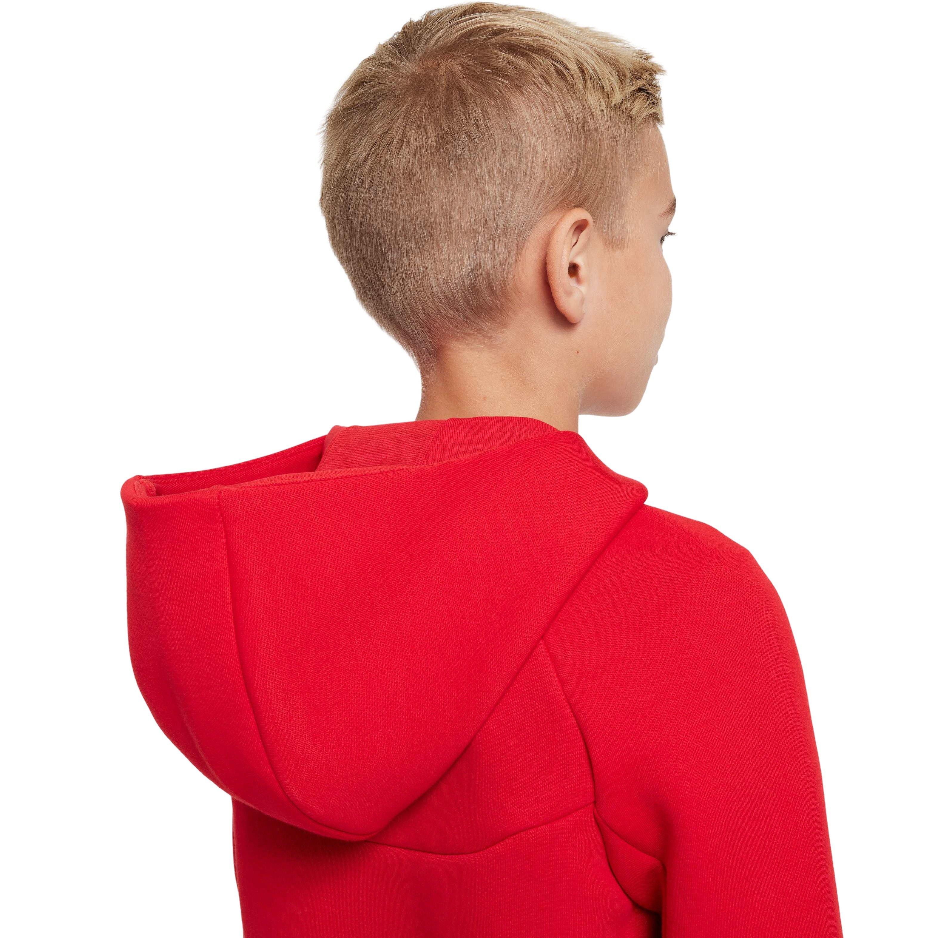 Nike Big Boys' Sportswear Tech Fleece Full-Zip Hooded Jacket - RED Thumbnail View 8