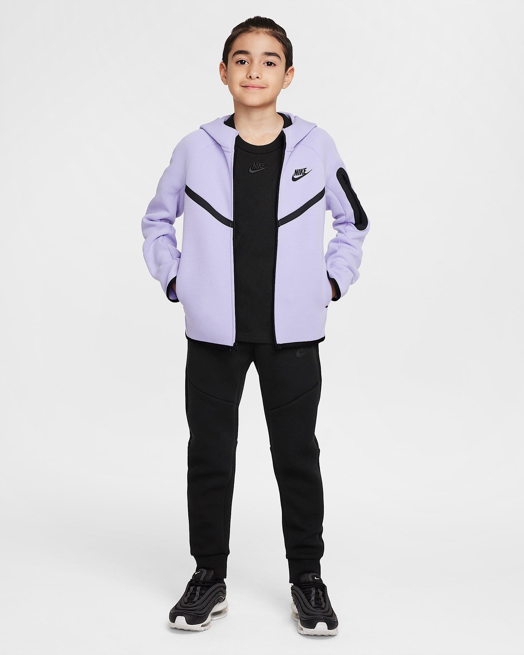 Nike Big Boys' Sportswear Tech Fleece Full-Zip Hooded Jacket - PURPLE Thumbnail View 9