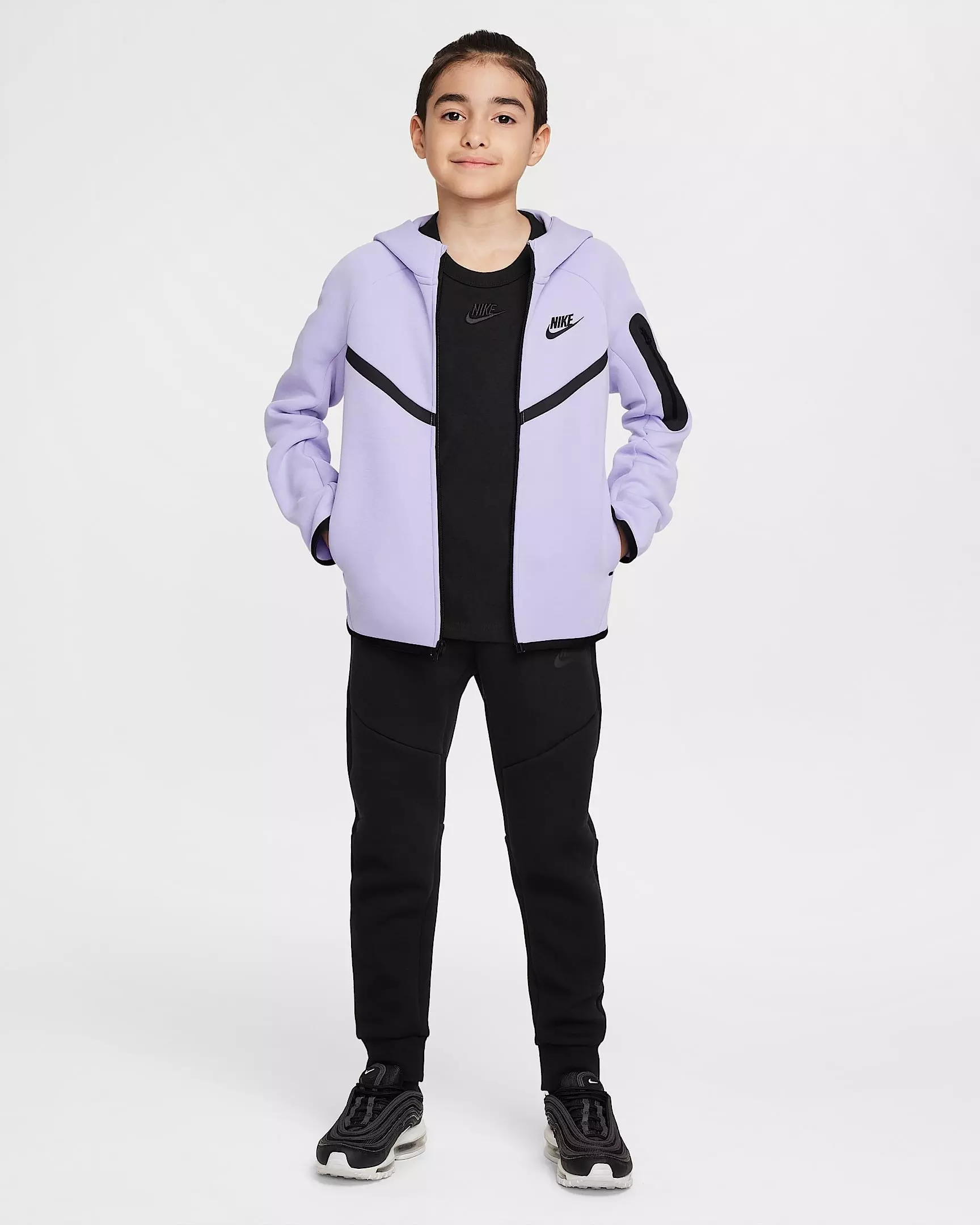 Nike Big Boys' Sportswear Tech Fleece Full-Zip Hooded Jacket - PURPLE