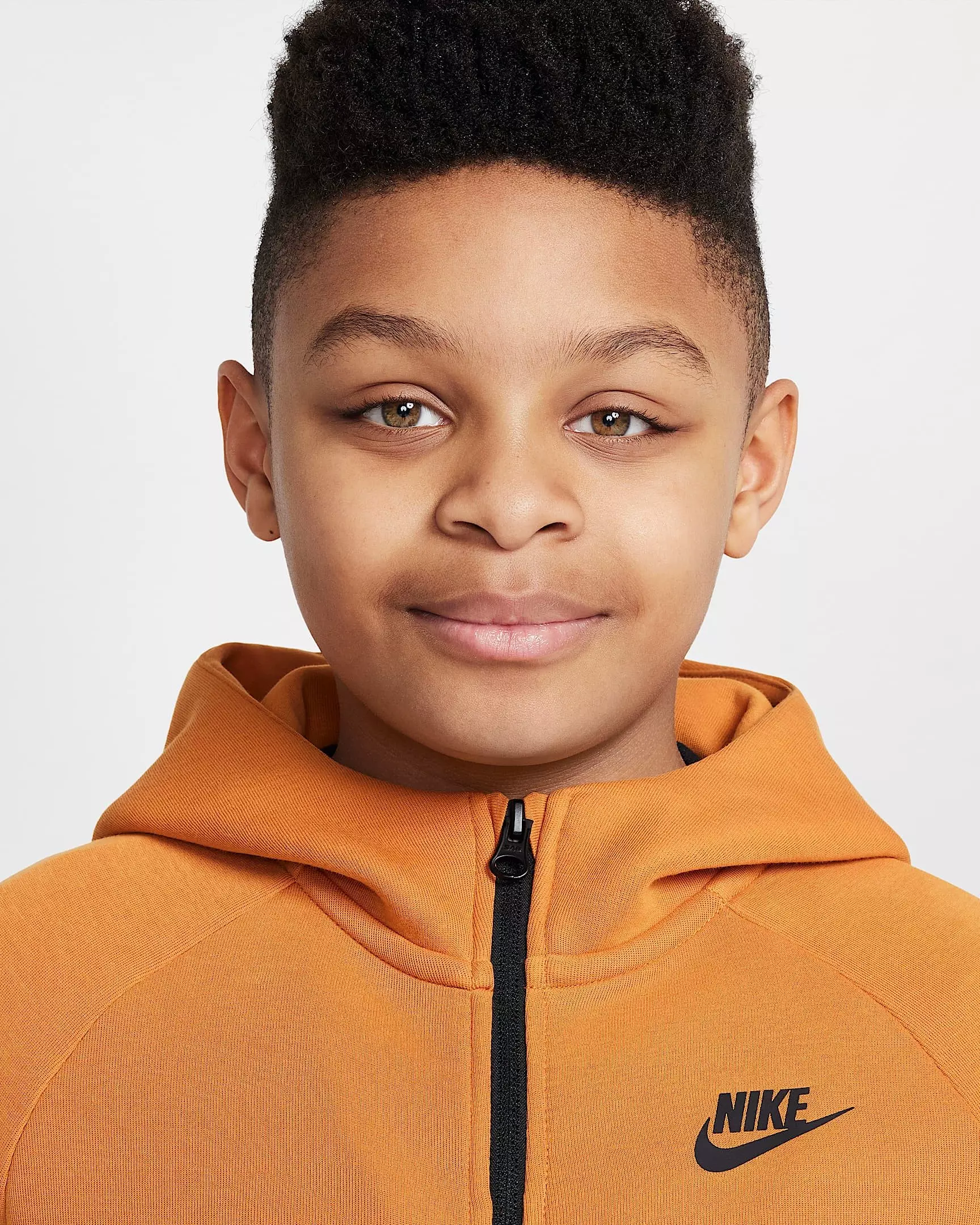 Nike Big Boys' Sportswear Tech Fleece Full-Zip Hooded Jacket - ORANGE