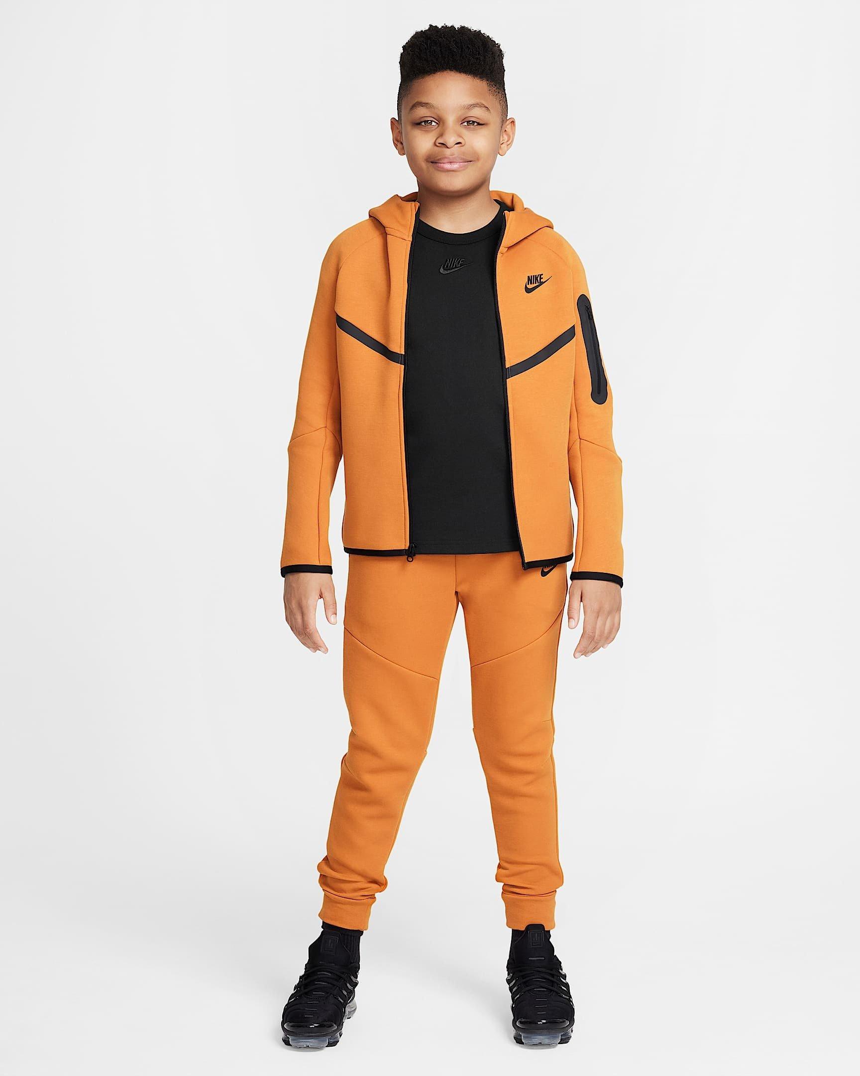 Nike Big Boys' Sportswear Tech Fleece Joggers - ORANGE Thumbnail View 10
