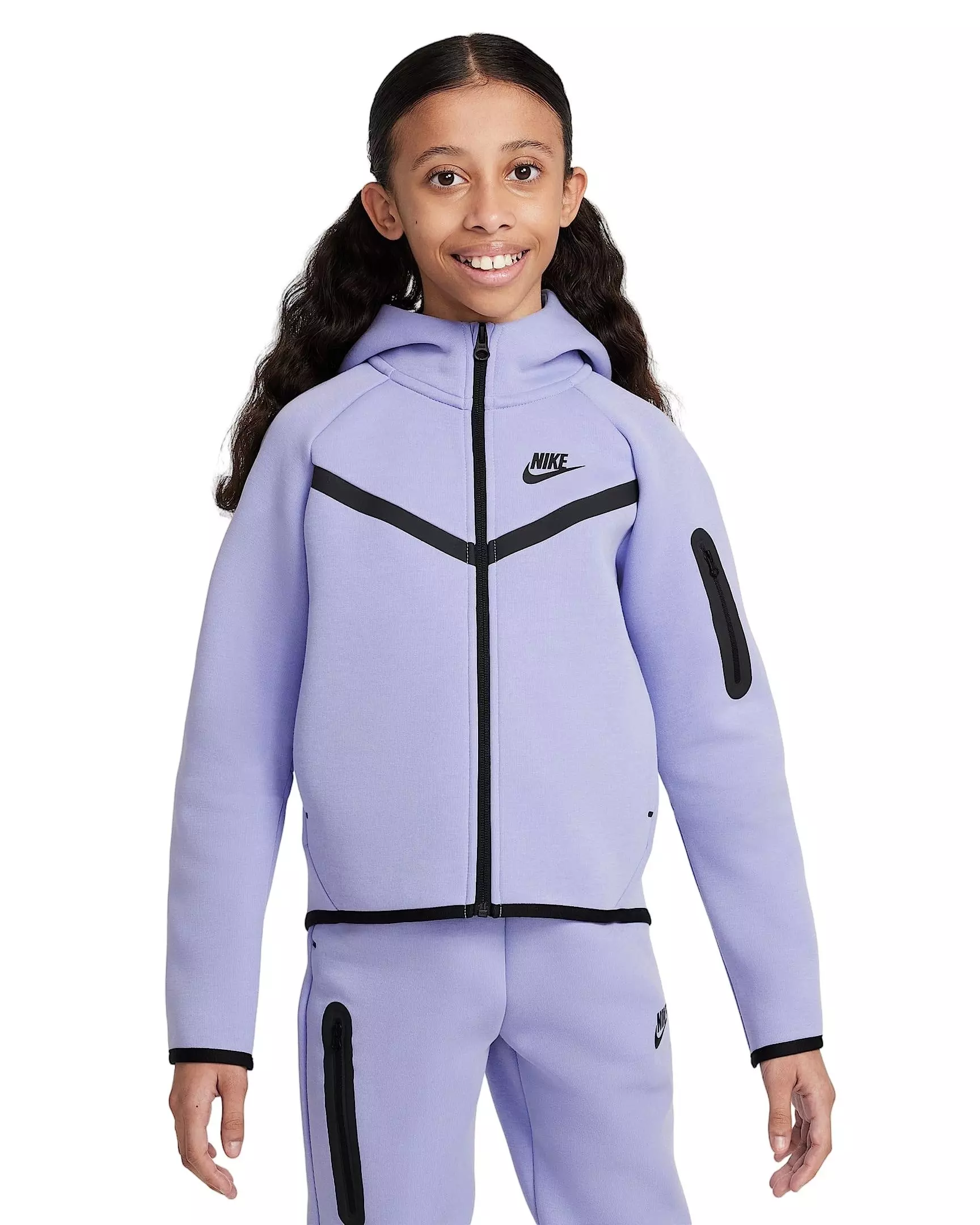 Nike Big Girls' Sportswear Tech Fleece Full-Zip Hooded Jacket - Purple - PURPLE