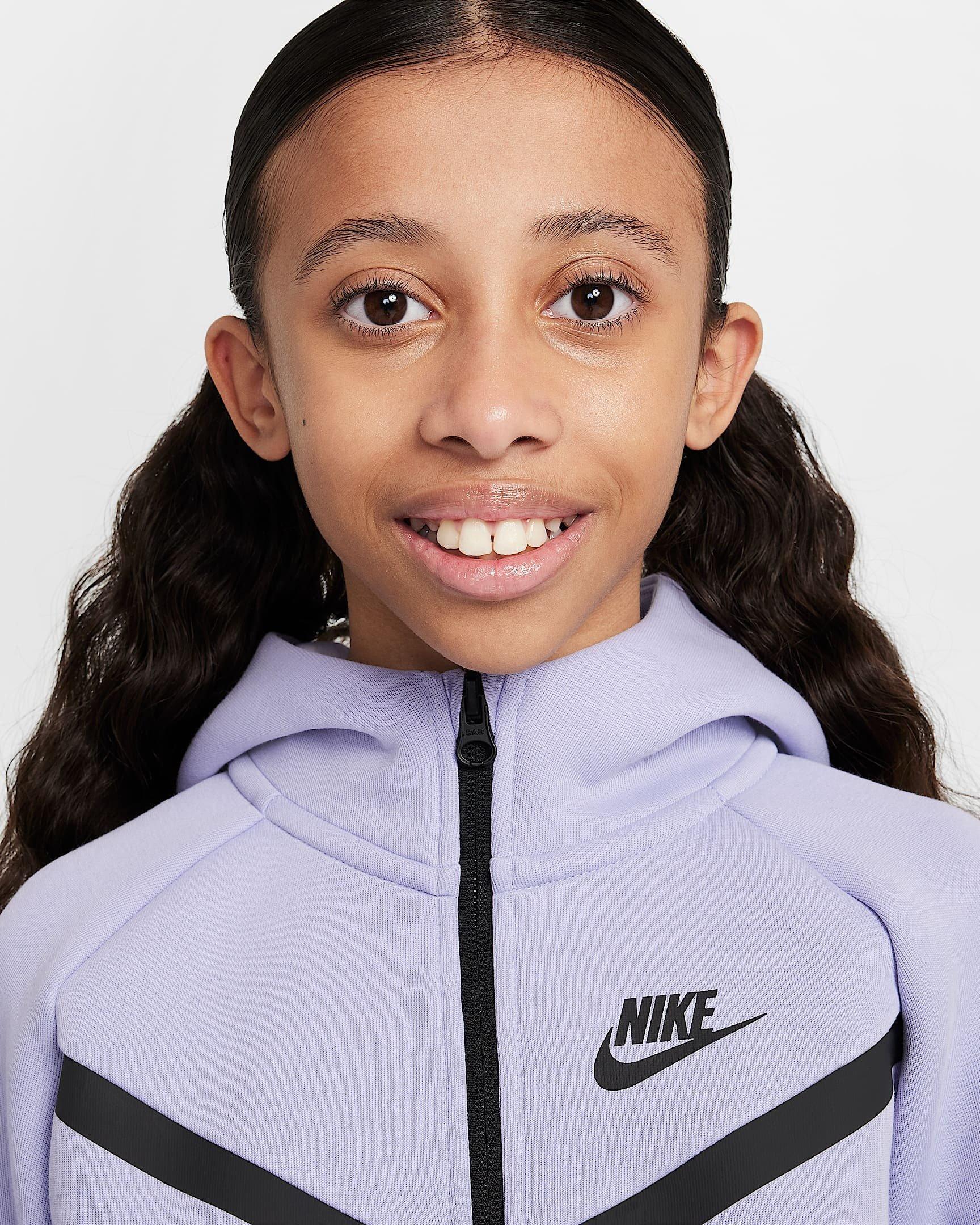 Nike Sportswear Tech Fleece Full-Zip Hooded Big Girls' Purple Jacket