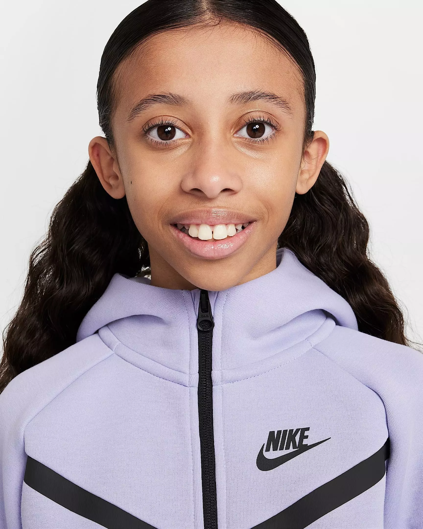 Nike Big Girls' Sportswear Tech Fleece Full-Zip Hooded Jacket - Purple - PURPLE
