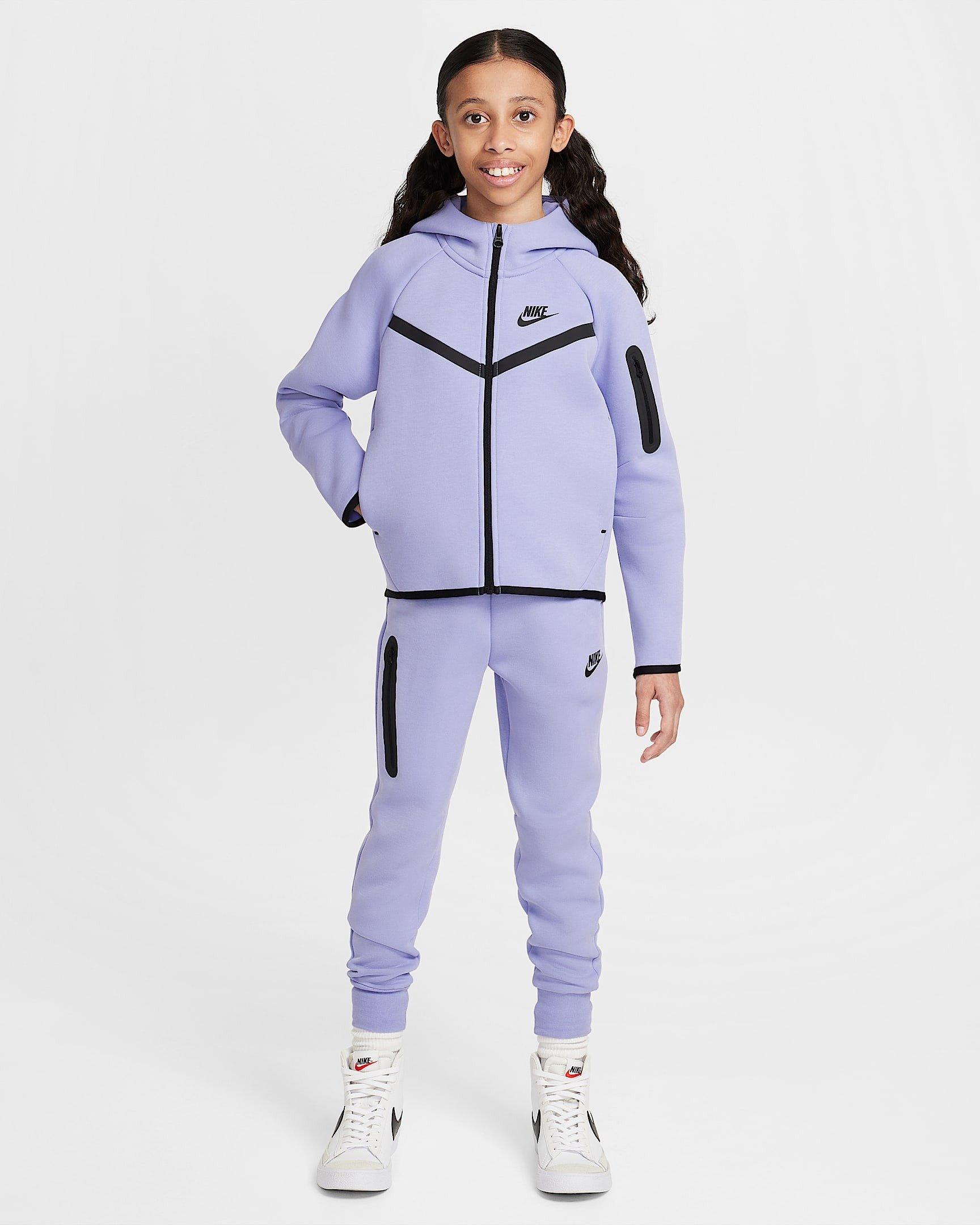 Nike Sportswear Tech Fleece Full-Zip Hooded Big Girls' Purple Jacket