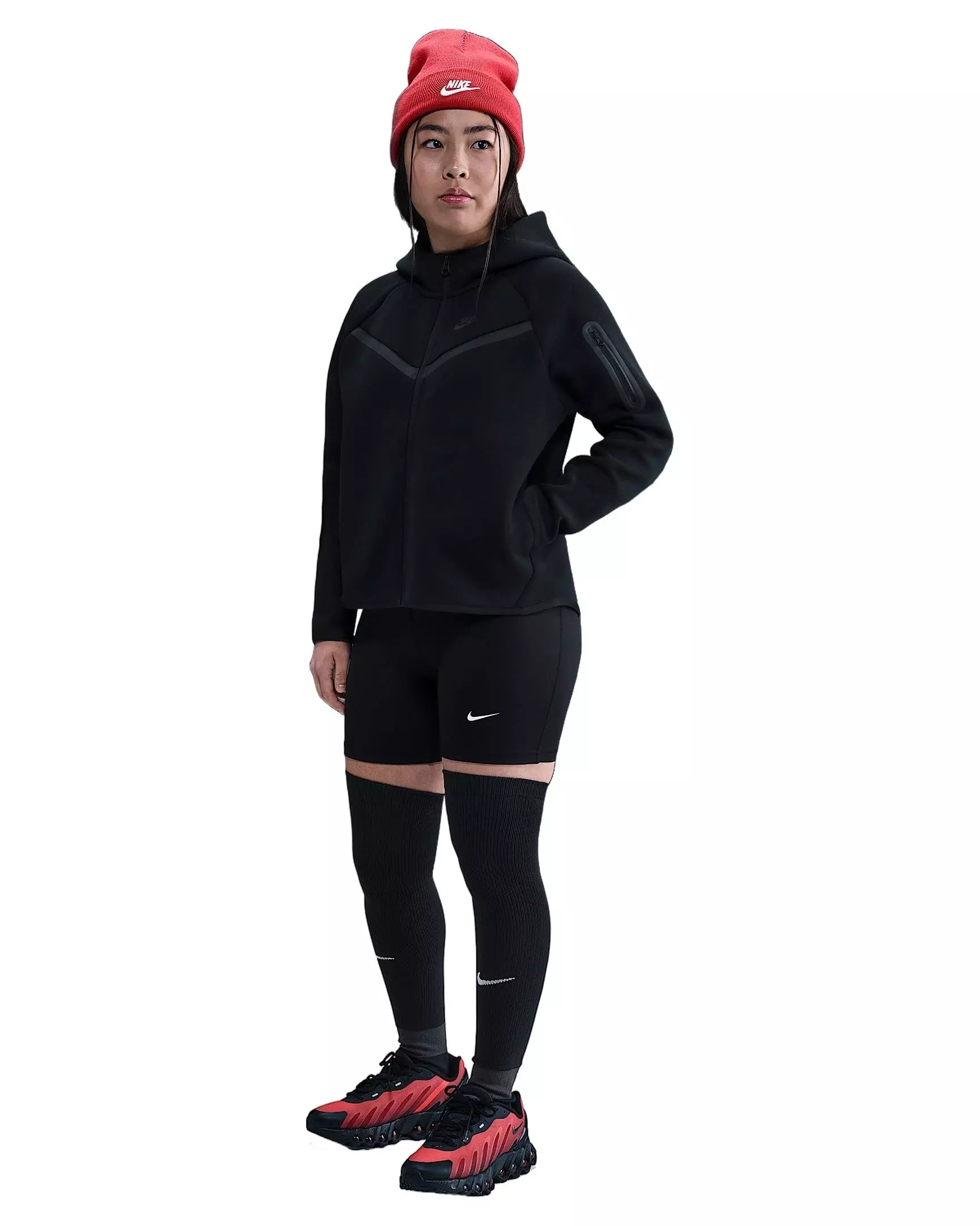 Nike Big Girls' Sportswear Fleece Tech FZ Long-Sleeve Jacket - BLACK
