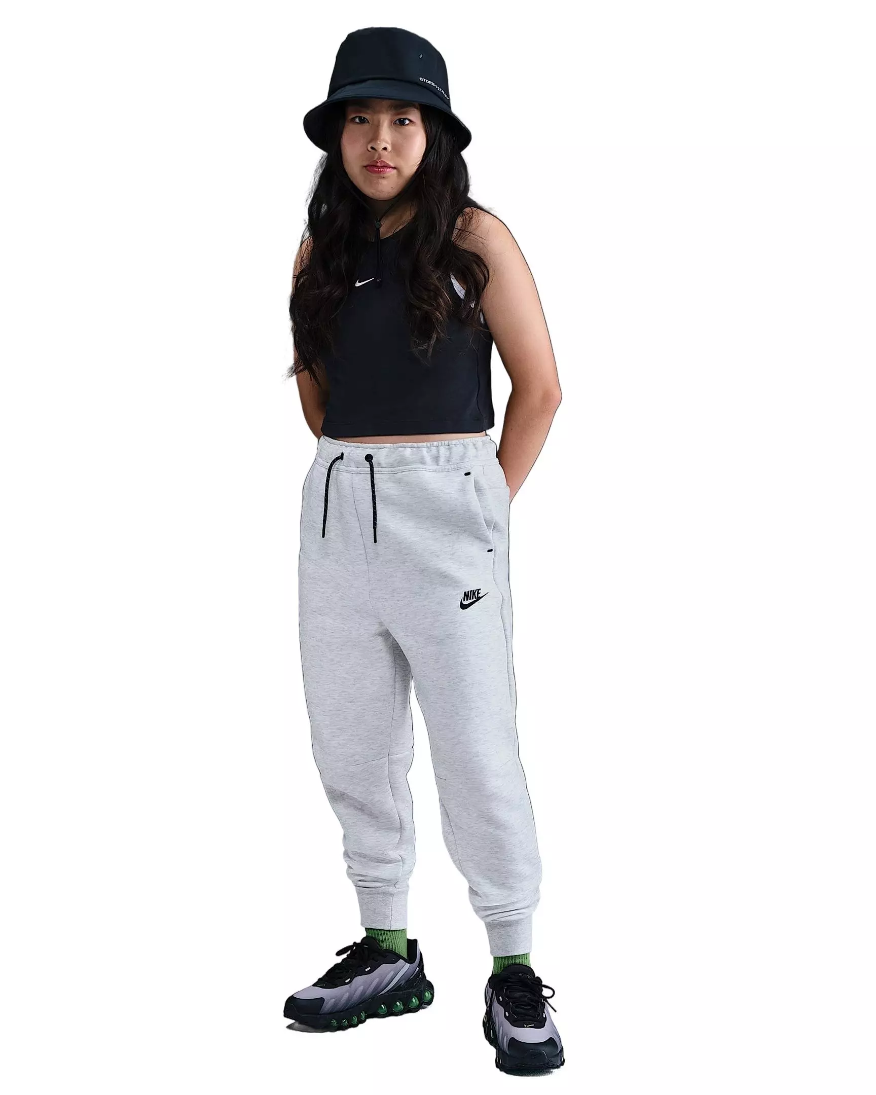 Nike Big Girls' Sportswear Fleece Tech Joggers - GREY