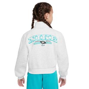 Nike Big Girls' Sportswear Club Fleece Long-Sleeve 1/2-Zip Top -Heather/Turquoise