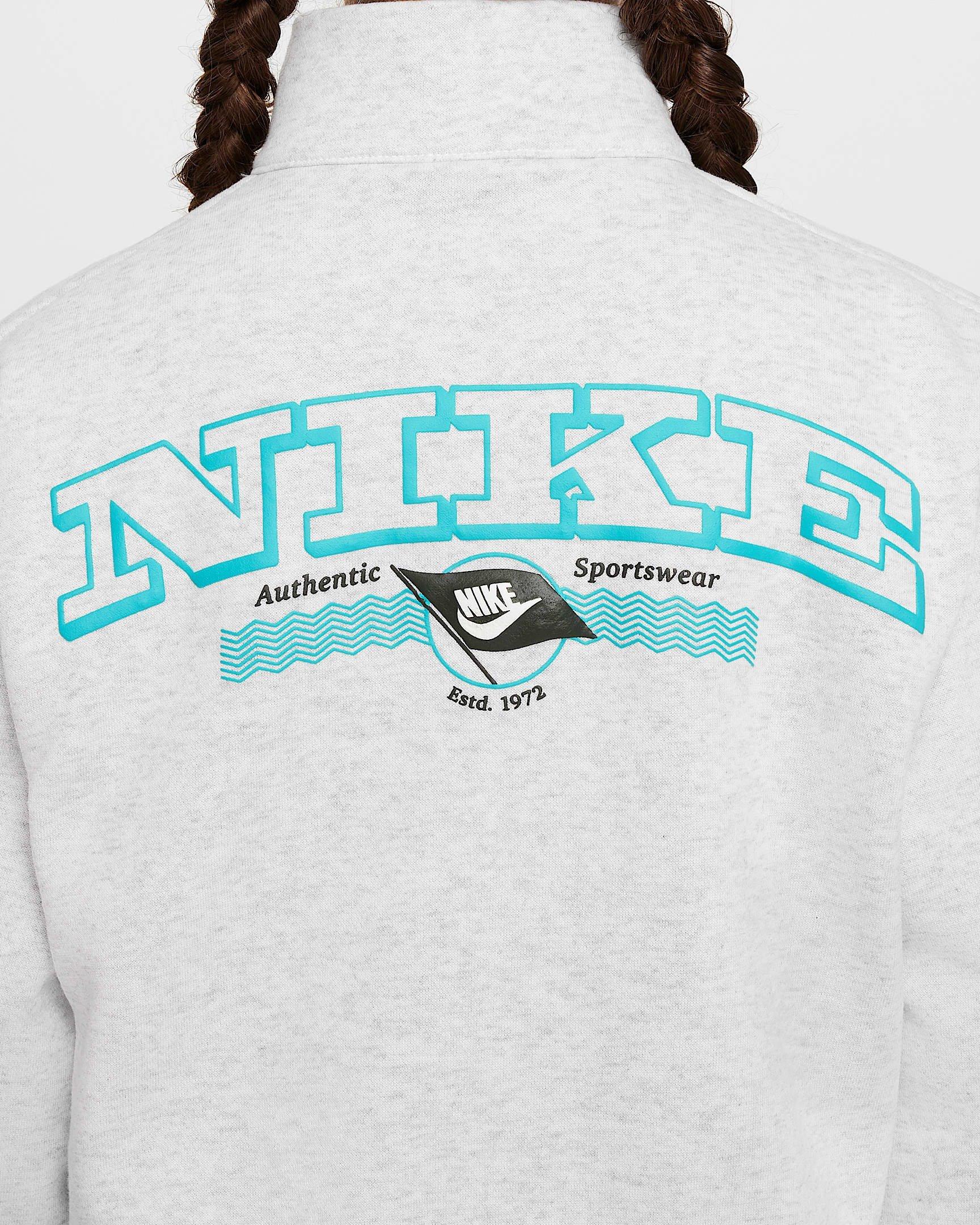 Nike Sportswear Club Fleece Long-Sleeve 1/2-Zip Big Girls' Heath/Turquoise Top
