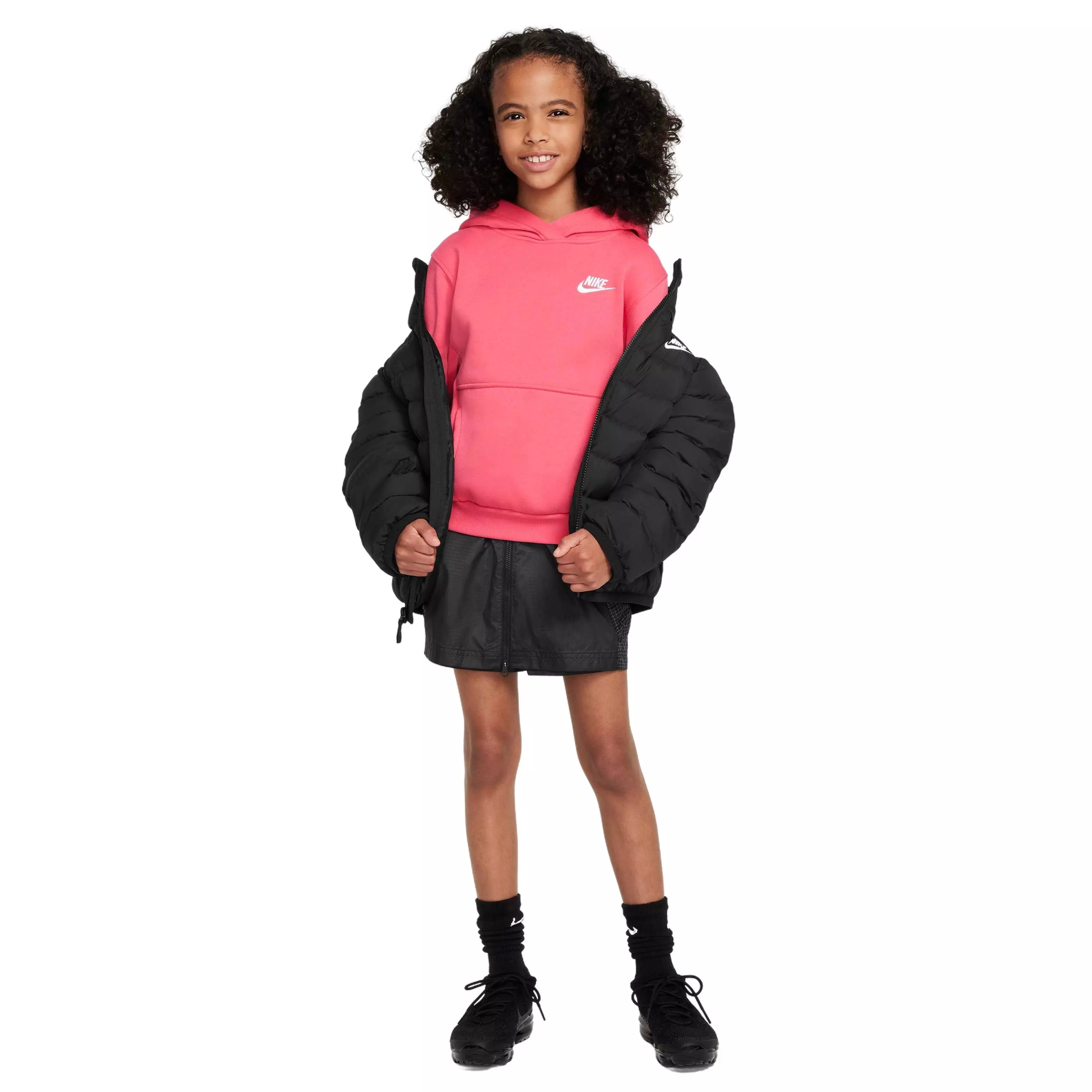 Nike Big Girls' Sportswear Club Fleece Pullover Hoodie - Pink - PINK