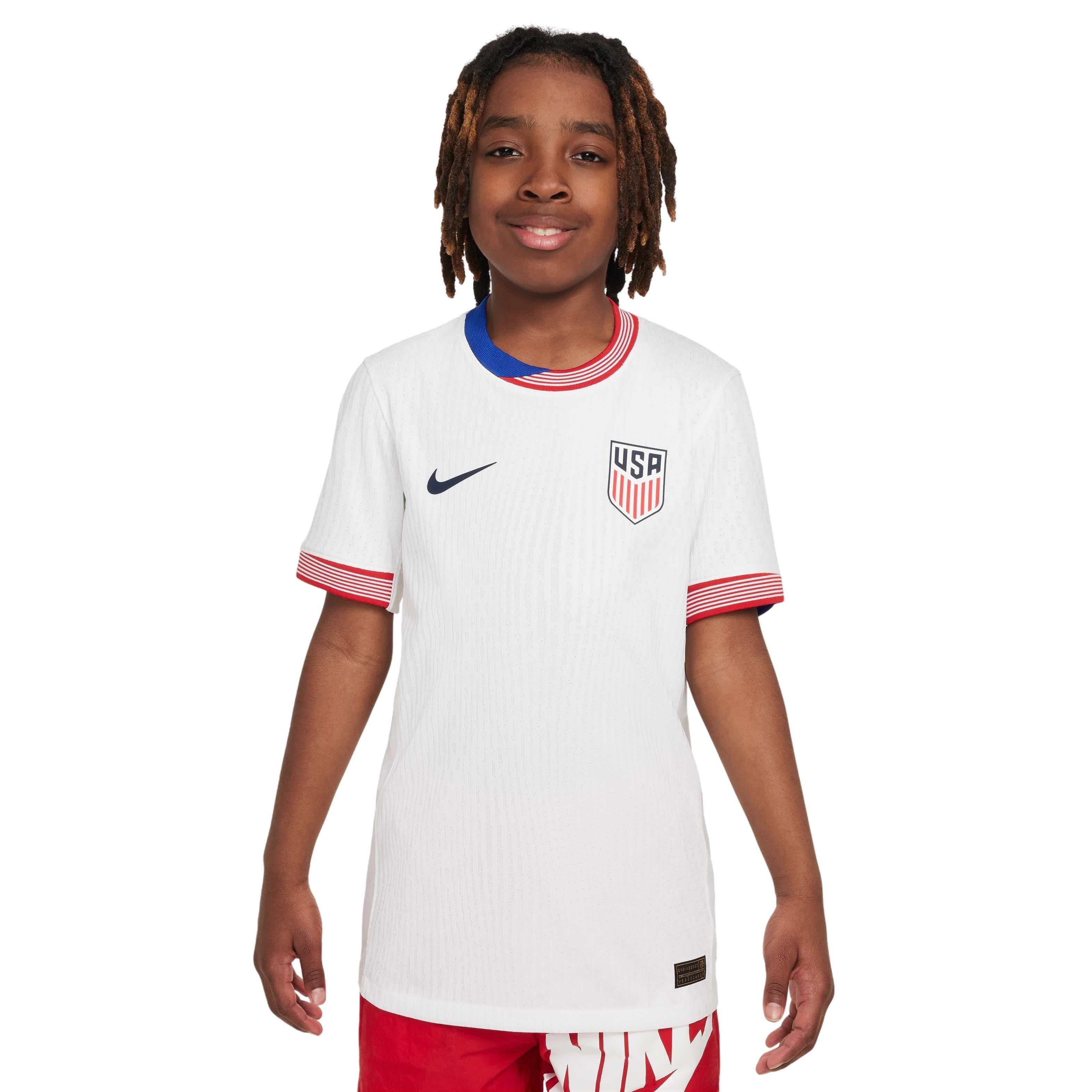 Nike Big Boys' USMNT 2024 Match Home Dri-FIT ADV Soccer Authentic Jersey - White - WHITE Thumbnail View 1
