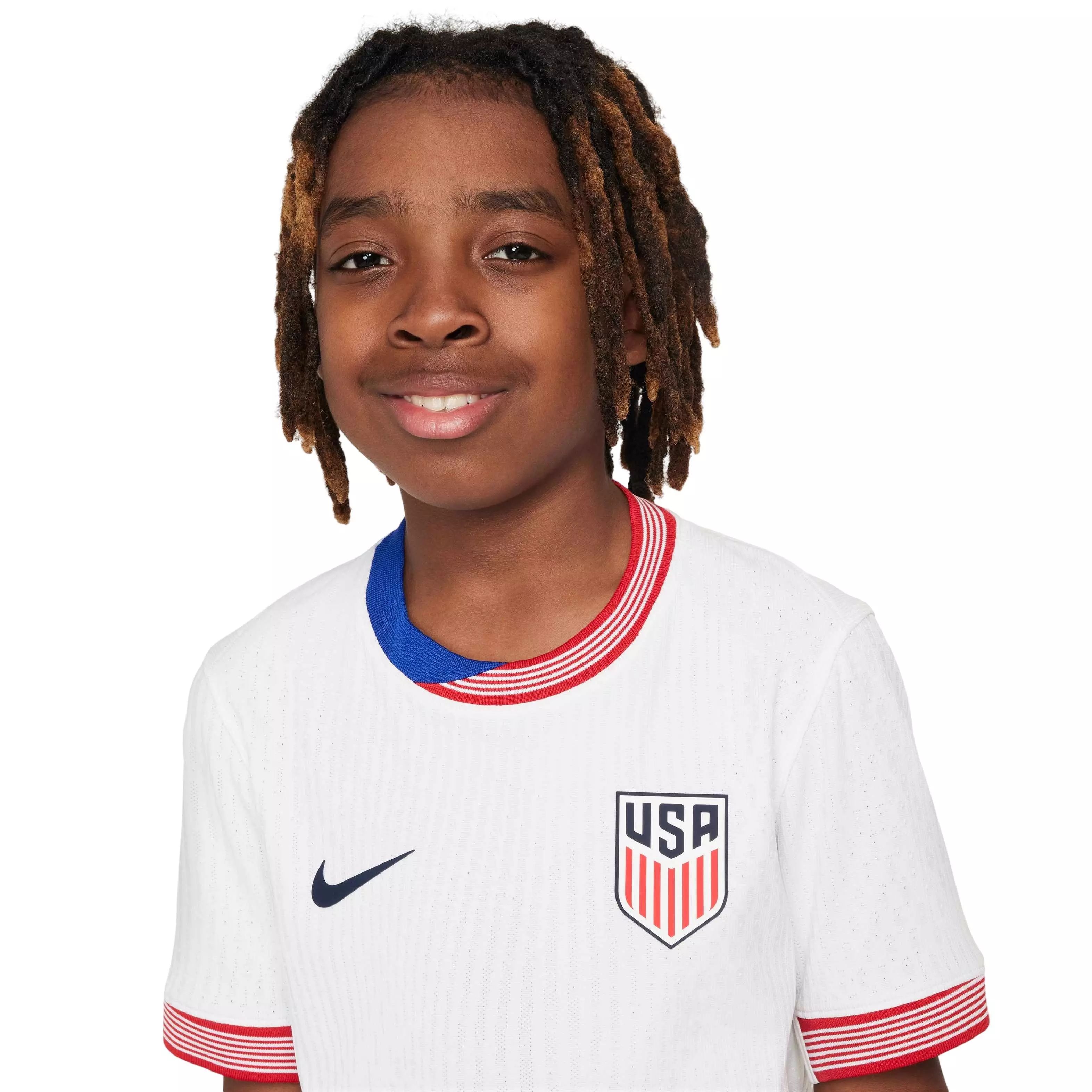 Nike Big Boys' USMNT 2024 Match Home Dri-FIT ADV Soccer Authentic Jersey - White - WHITE