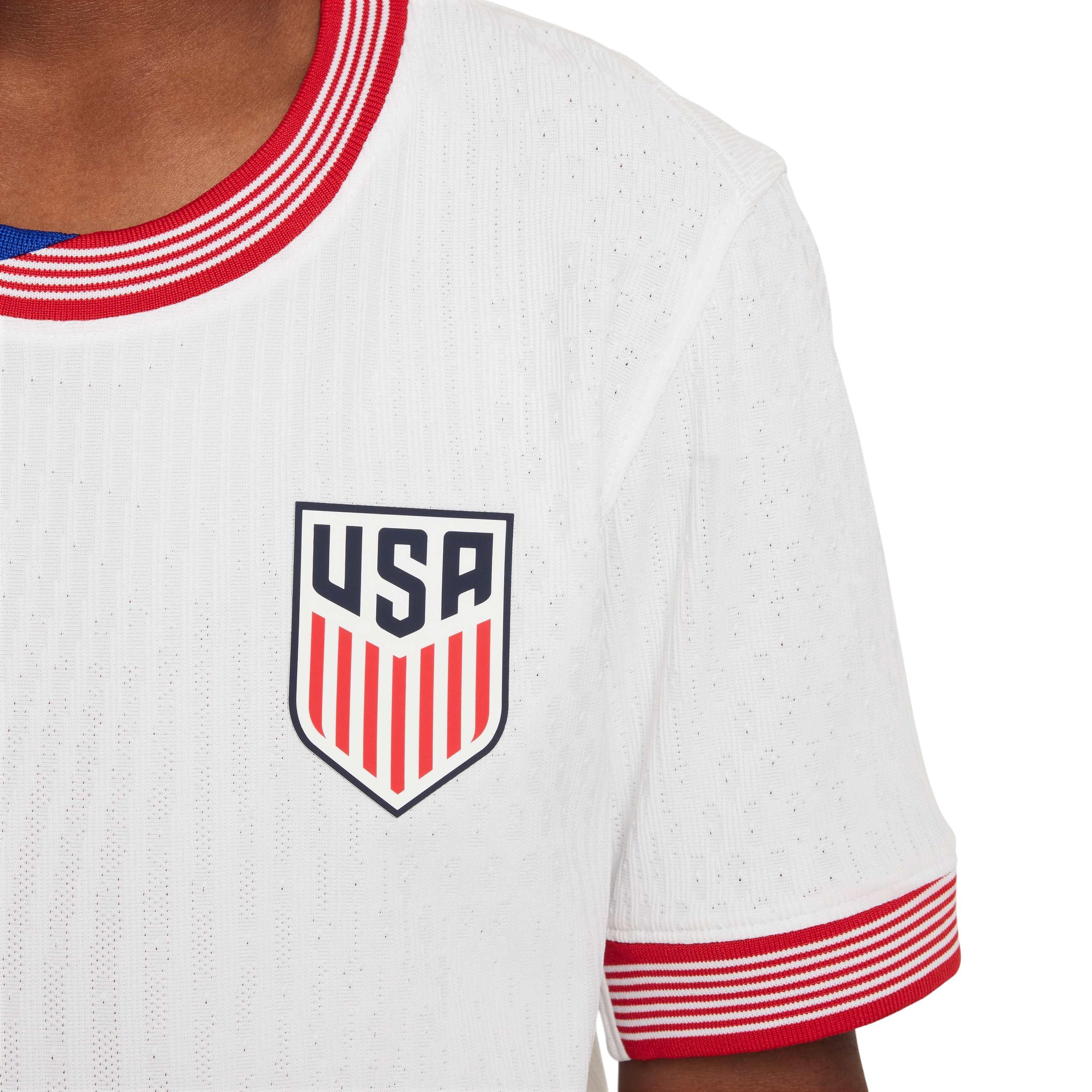 Nike Big Boys' USMNT 2024 Match Home Dri-FIT ADV Soccer Authentic Jersey - White - WHITE Thumbnail View 4