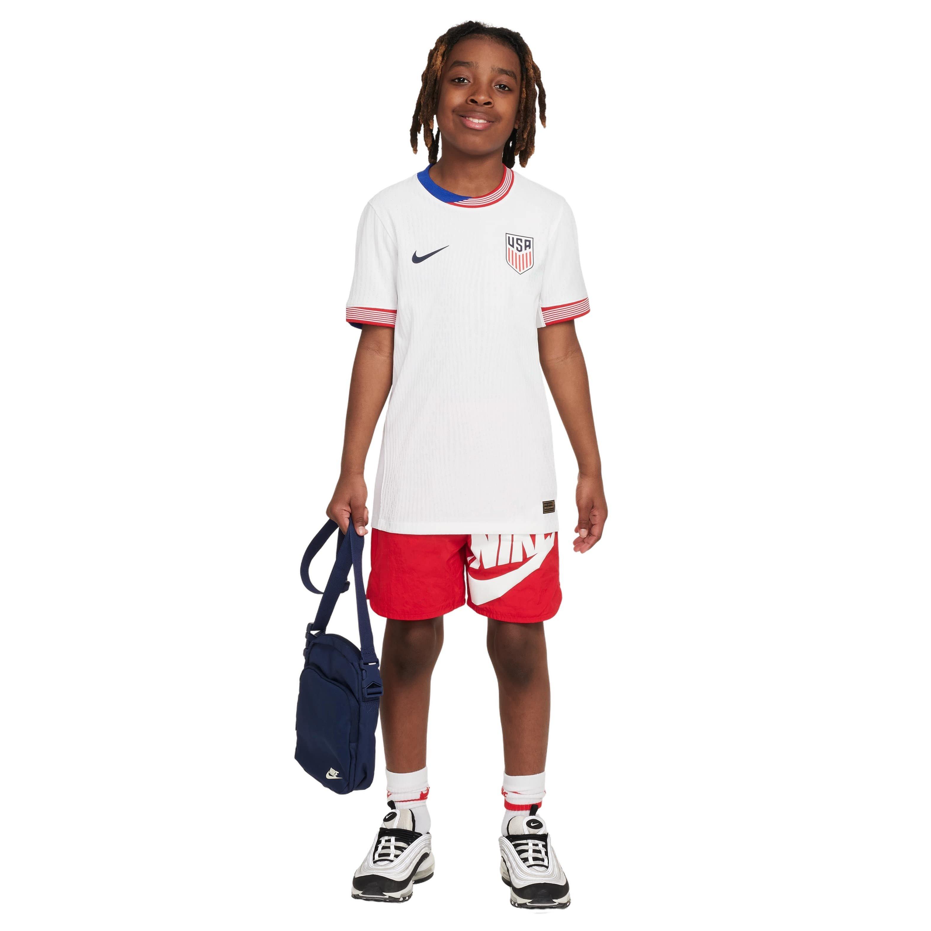Nike Big Boys' USMNT 2024 Match Home Dri-FIT ADV Soccer Authentic Jersey - White - WHITE Thumbnail View 8