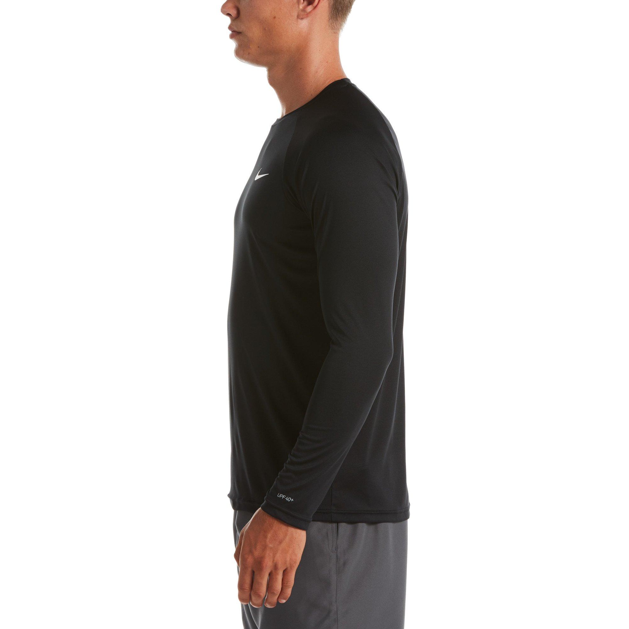 Nike Men's Swim Hydroguard Essential Dri-FIT UV Long Sleeve Top - BLACK Thumbnail View 3
