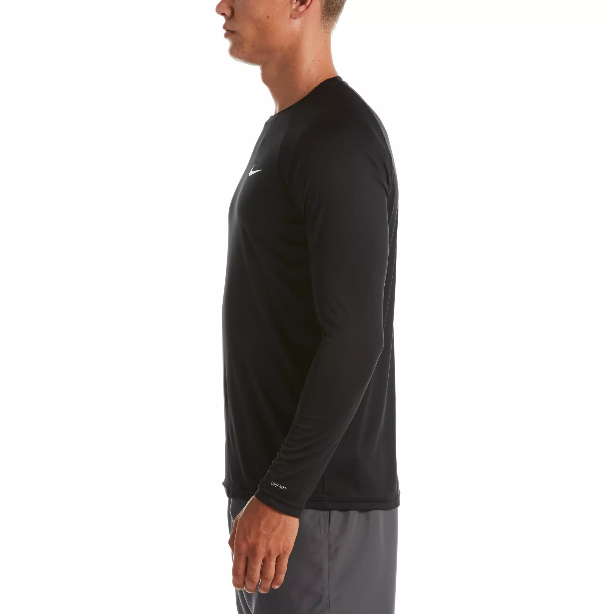Nike Men's Swim Hydroguard Essential Dri-FIT UV Long Sleeve Top - BLACK