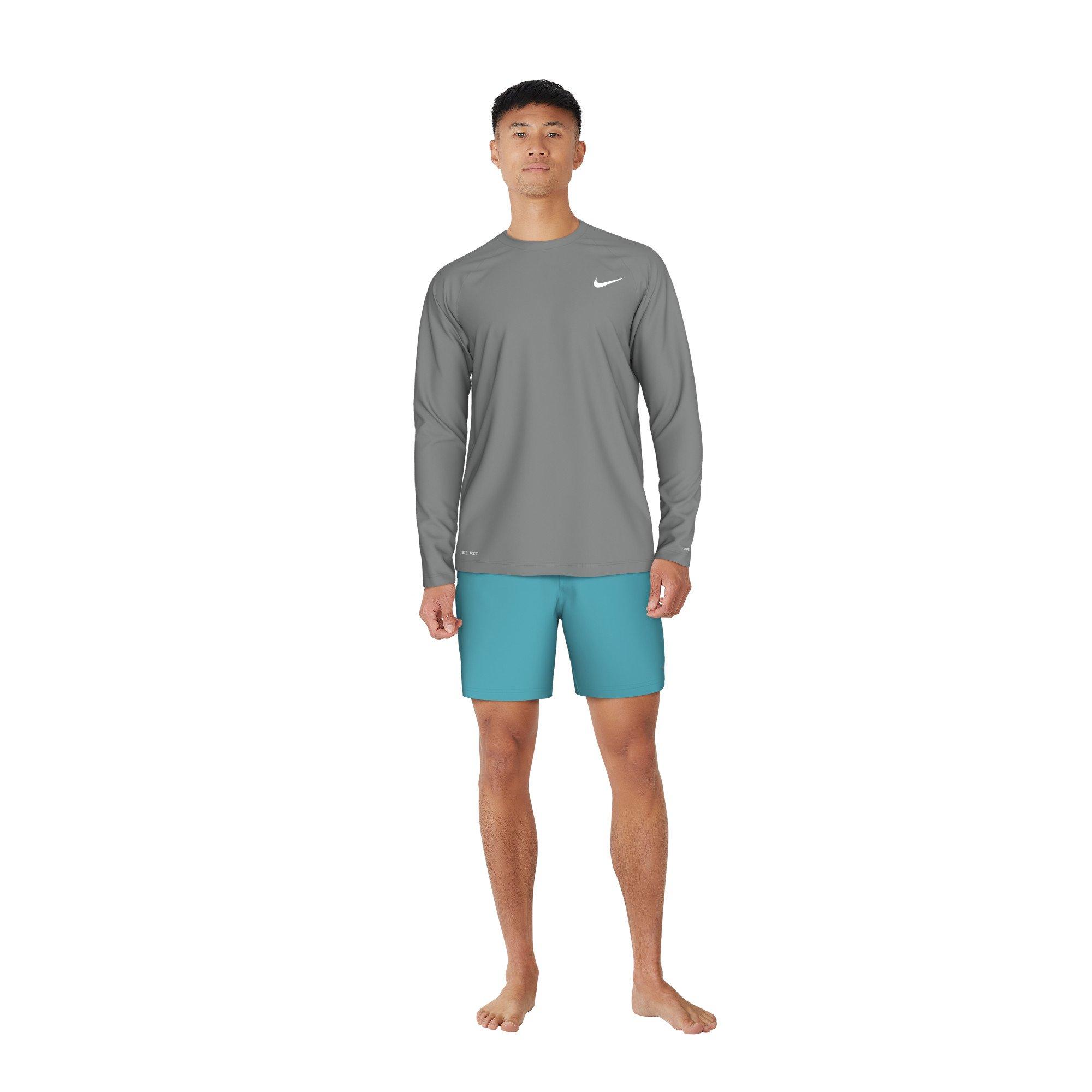 Nike Men's Swim Hydroguard Essential Dri-FIT UV Long Sleeve Top - GREY Thumbnail View 4