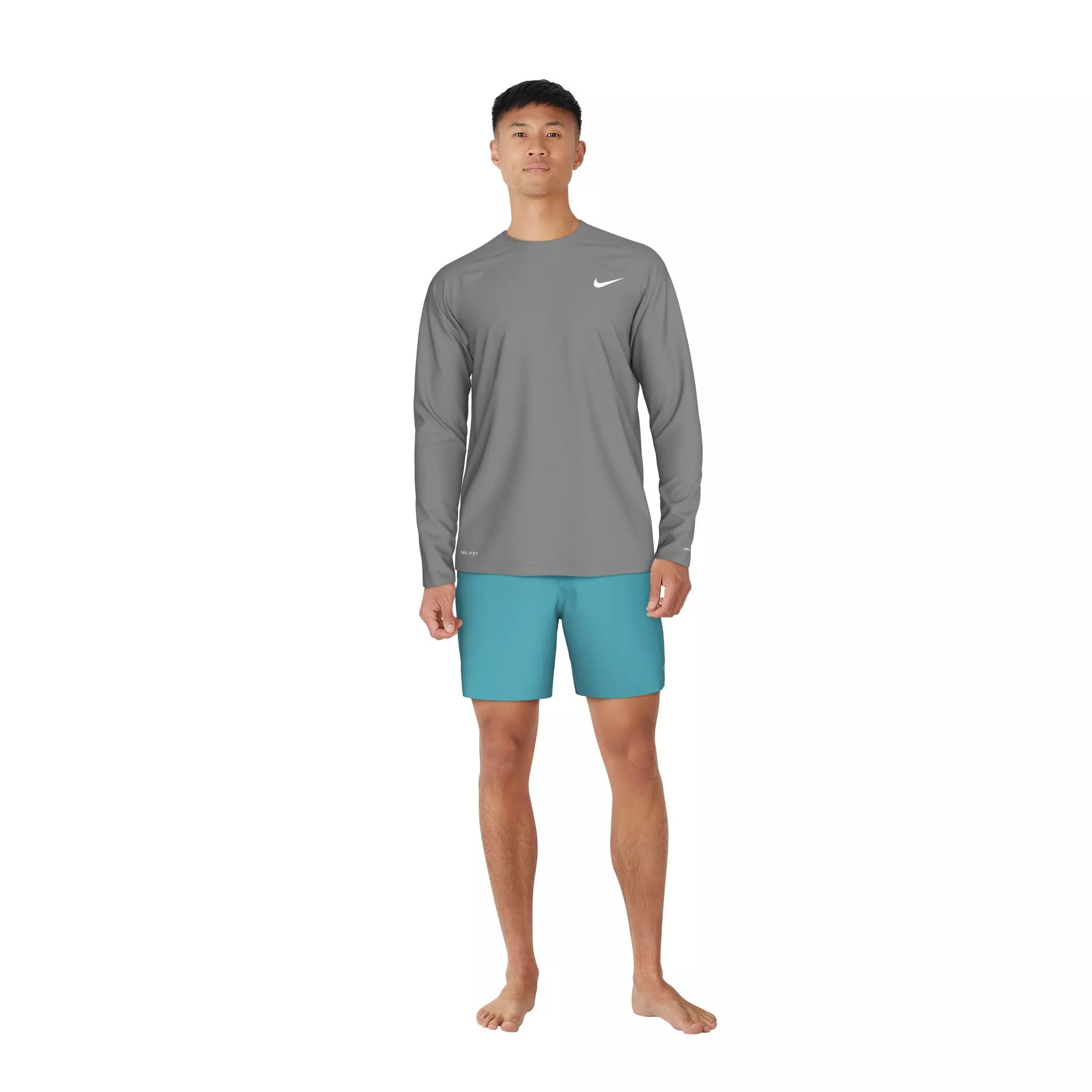 Nike Men's Swim Hydroguard Essential Dri-FIT UV Long Sleeve Top - GREY