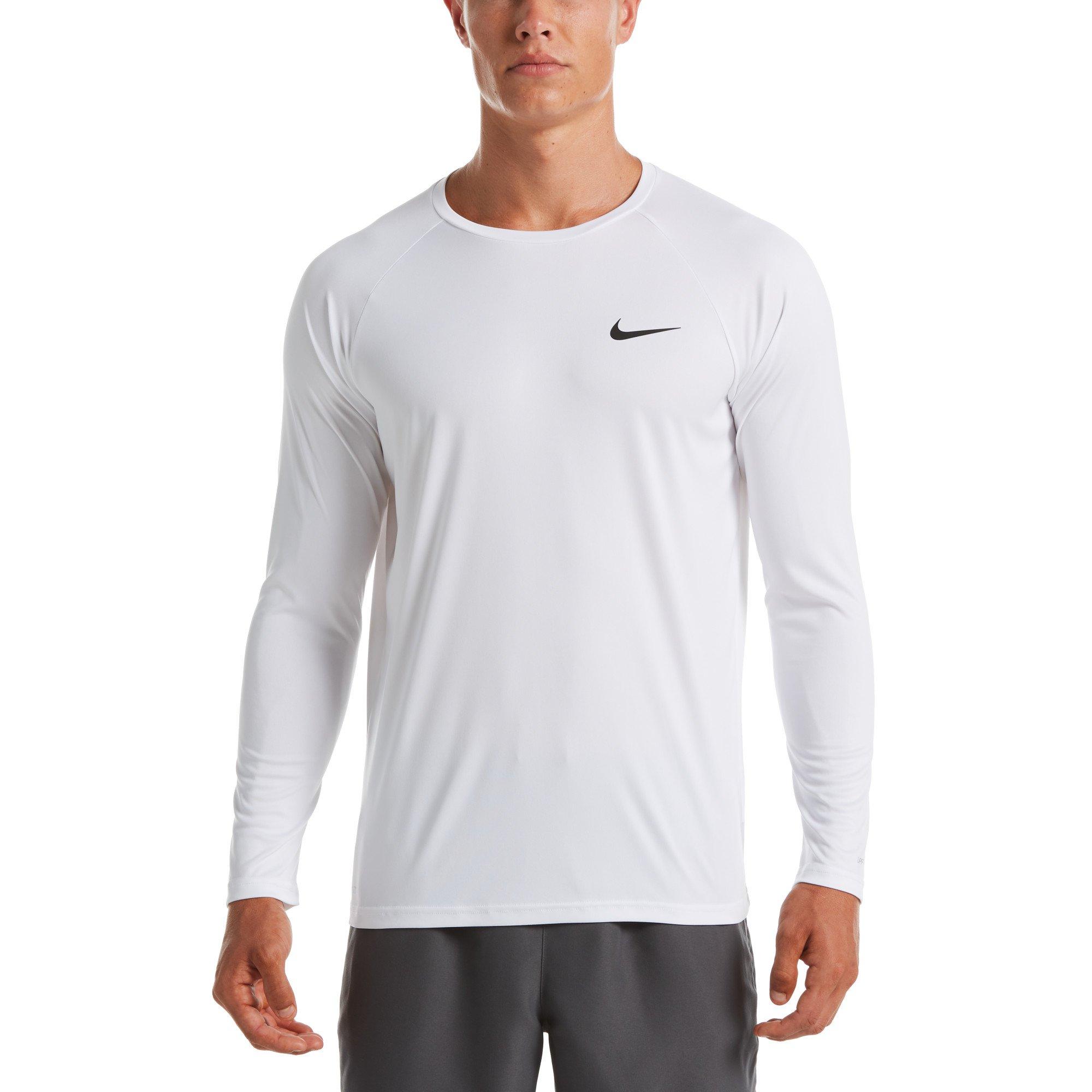 Nike Men's Swim Hydroguard Essential Dri-FIT UV Long Sleeve Top - WHITE Thumbnail View 1