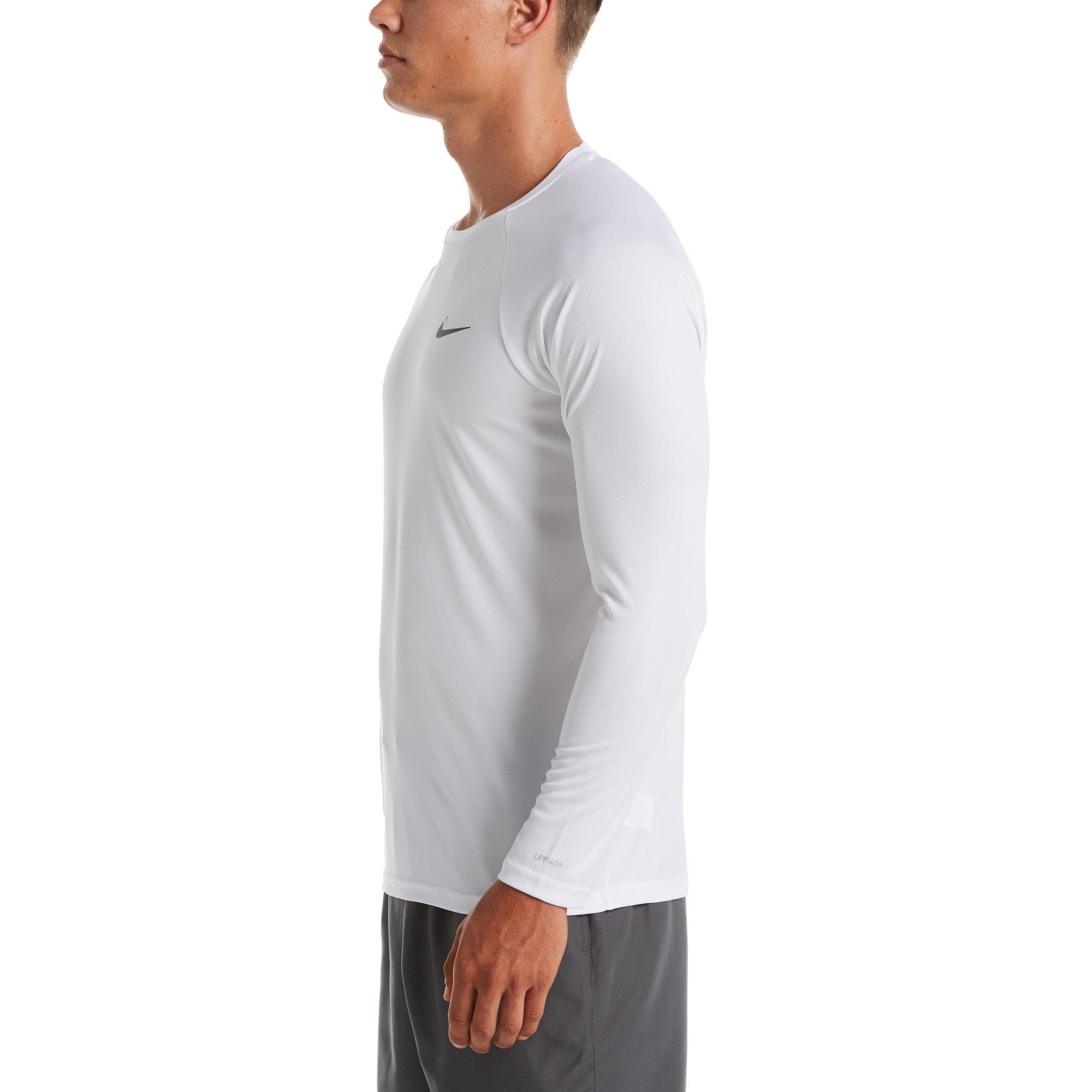 Nike Men's Swim Hydroguard Essential Dri-FIT UV Long Sleeve Top - WHITE Thumbnail View 3