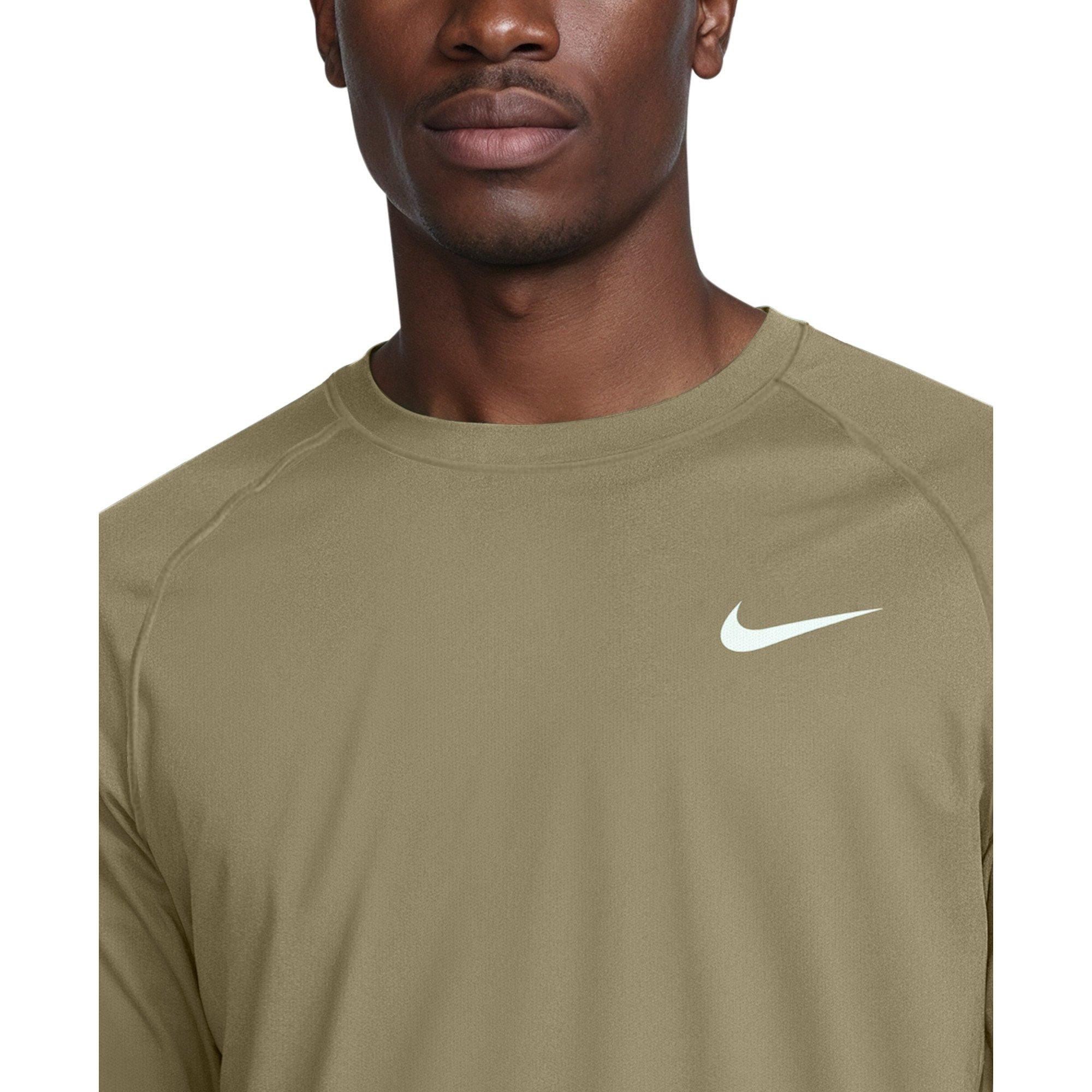 Nike Men's Swim Hydroguard Essential Dri-FIT UV Long Sleeve Top - BEIGE Thumbnail View 3