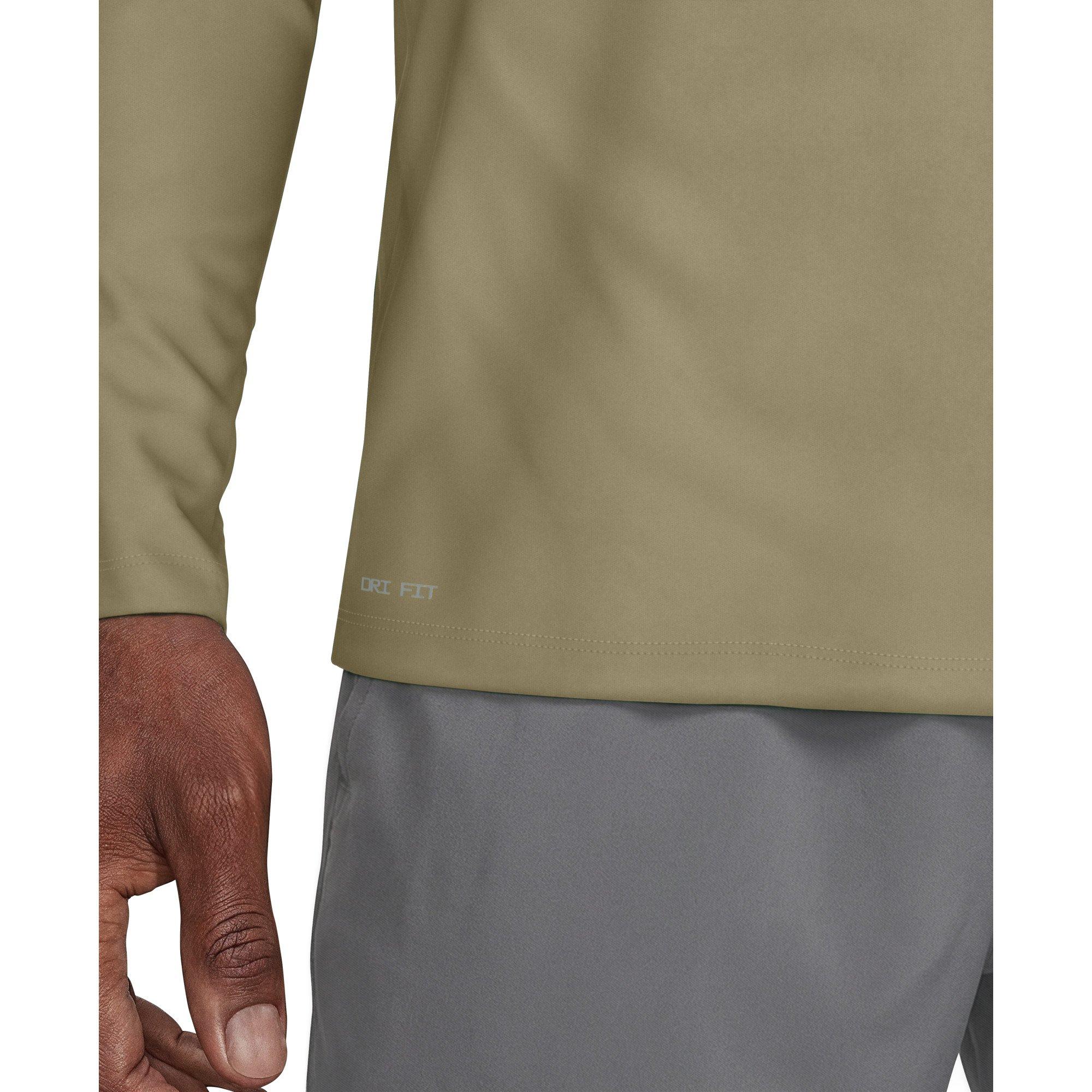 Nike Men's Swim Hydroguard Essential Dri-FIT UV Long Sleeve Top - BEIGE Thumbnail View 4