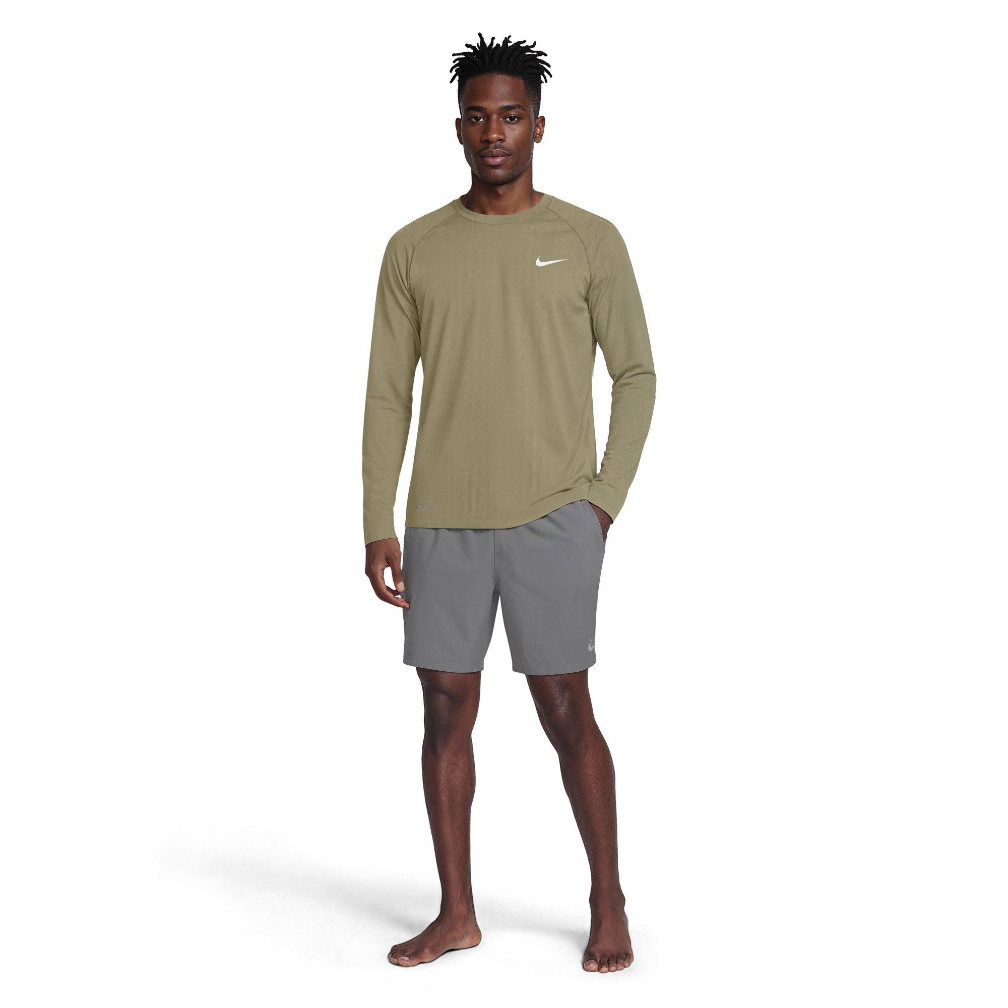 Nike Men's Swim Hydroguard Essential Dri-FIT UV Long Sleeve Top - BEIGE Thumbnail View 6