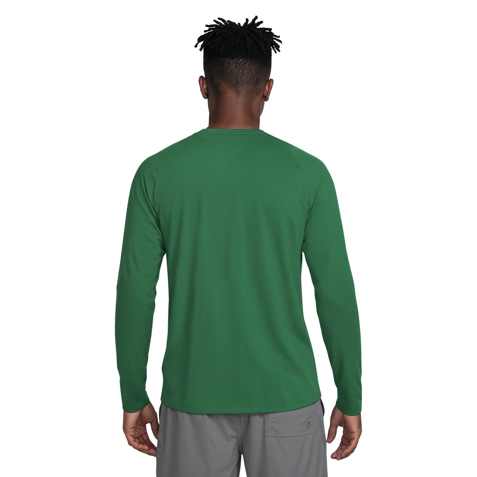 Nike Men's Swim Hydroguard Essential Dri-FIT UV Long Sleeve Top - GREEN Thumbnail View 2