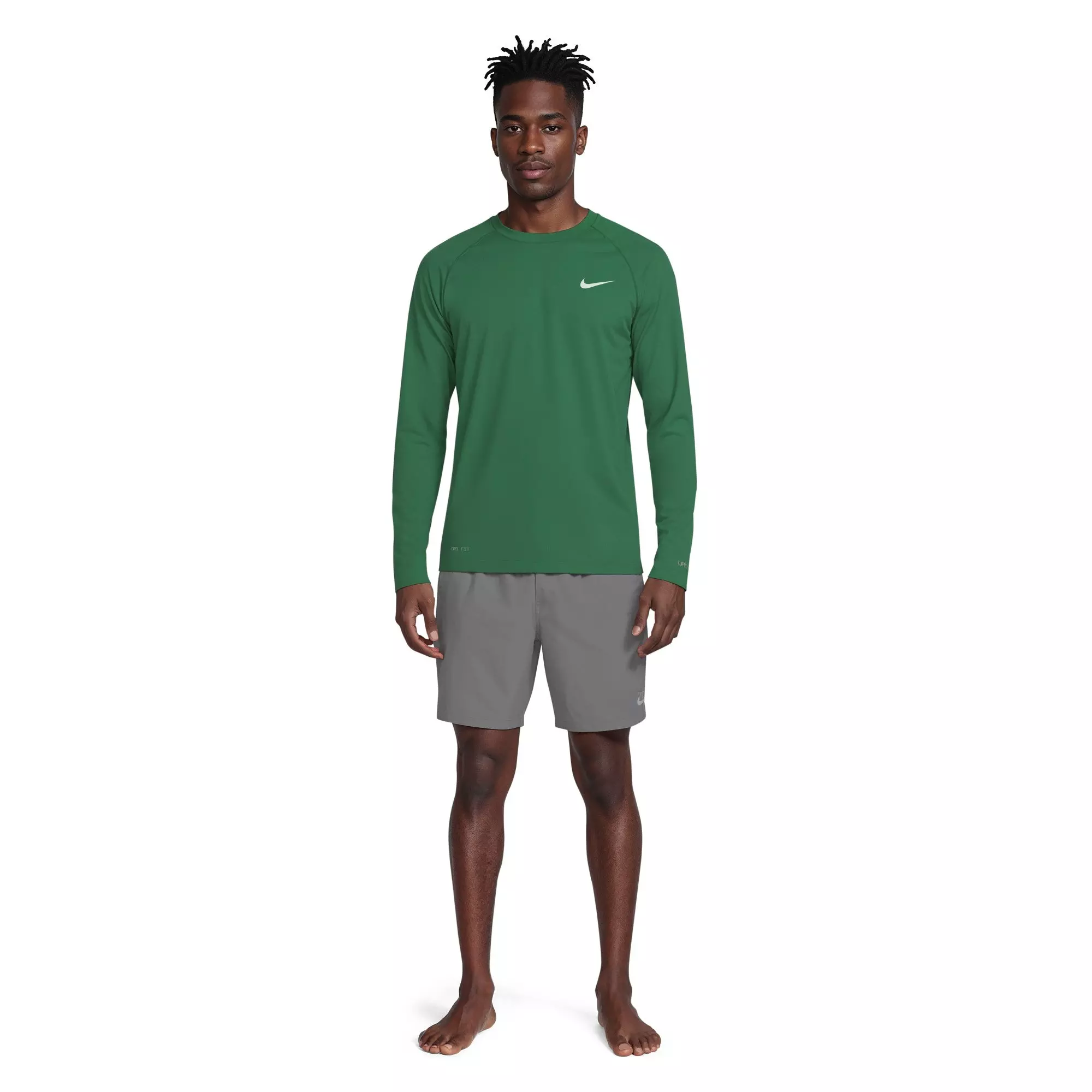 Nike Men's Swim Hydroguard Essential Dri-FIT UV Long Sleeve Top - GREEN