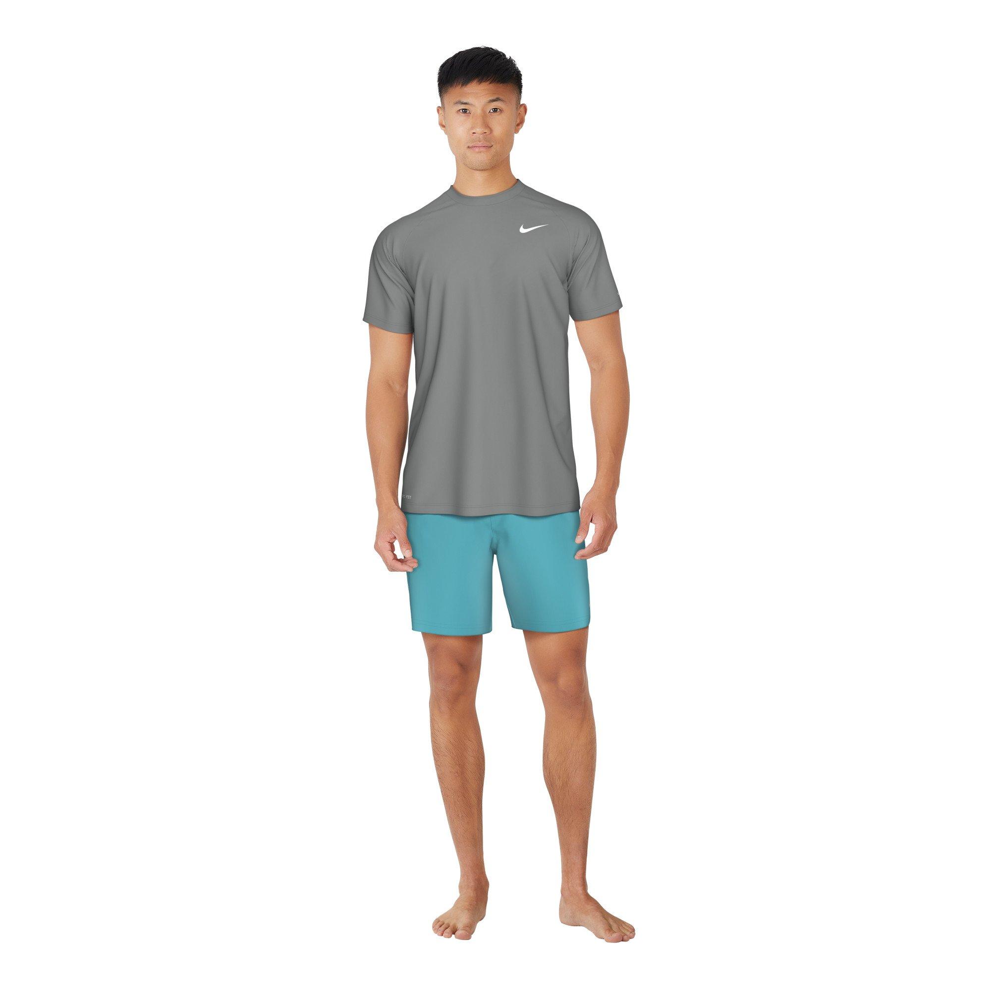 Nike Men's Swim Hydroguard Essential Dri-FIT UV Short Sleeve Shirt - GREY Thumbnail View 4
