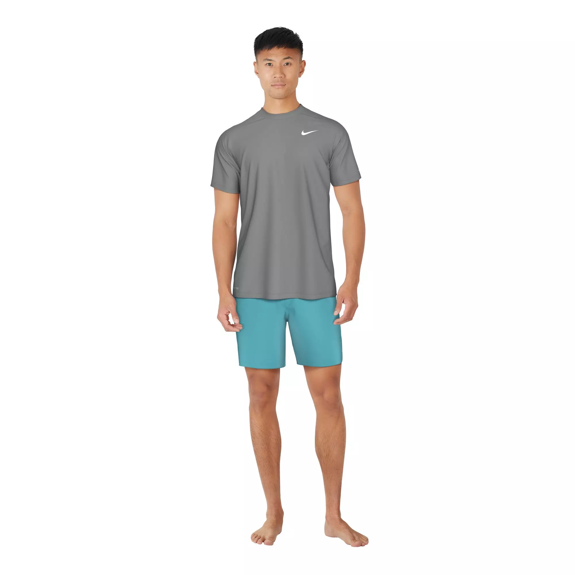 Nike Men's Swim Hydroguard Essential Dri-FIT UV Short Sleeve Shirt - GREY