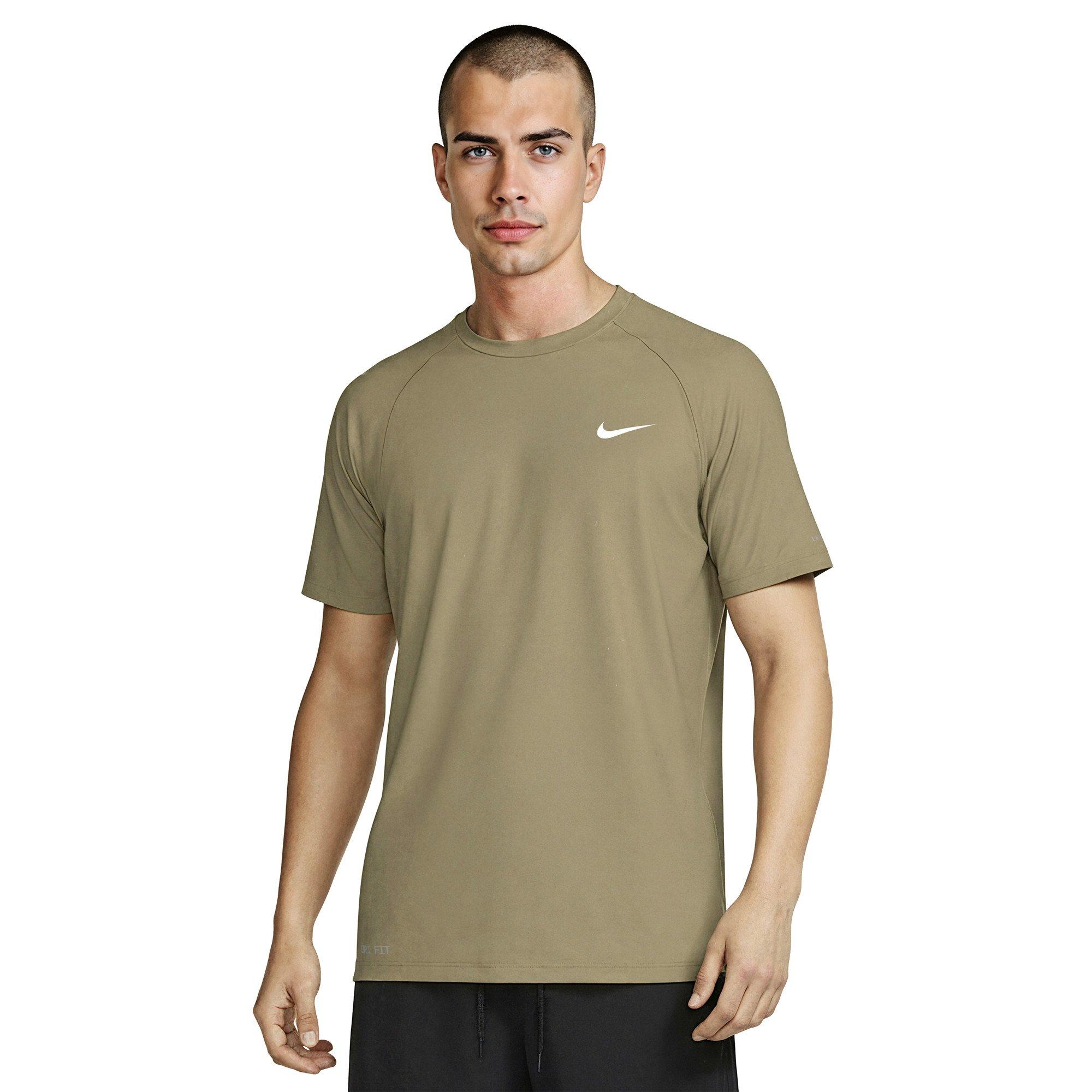 Nike Men's Swim Hydroguard Essential Dri-FIT UV Short Sleeve Shirt - BEIGE Thumbnail View 1