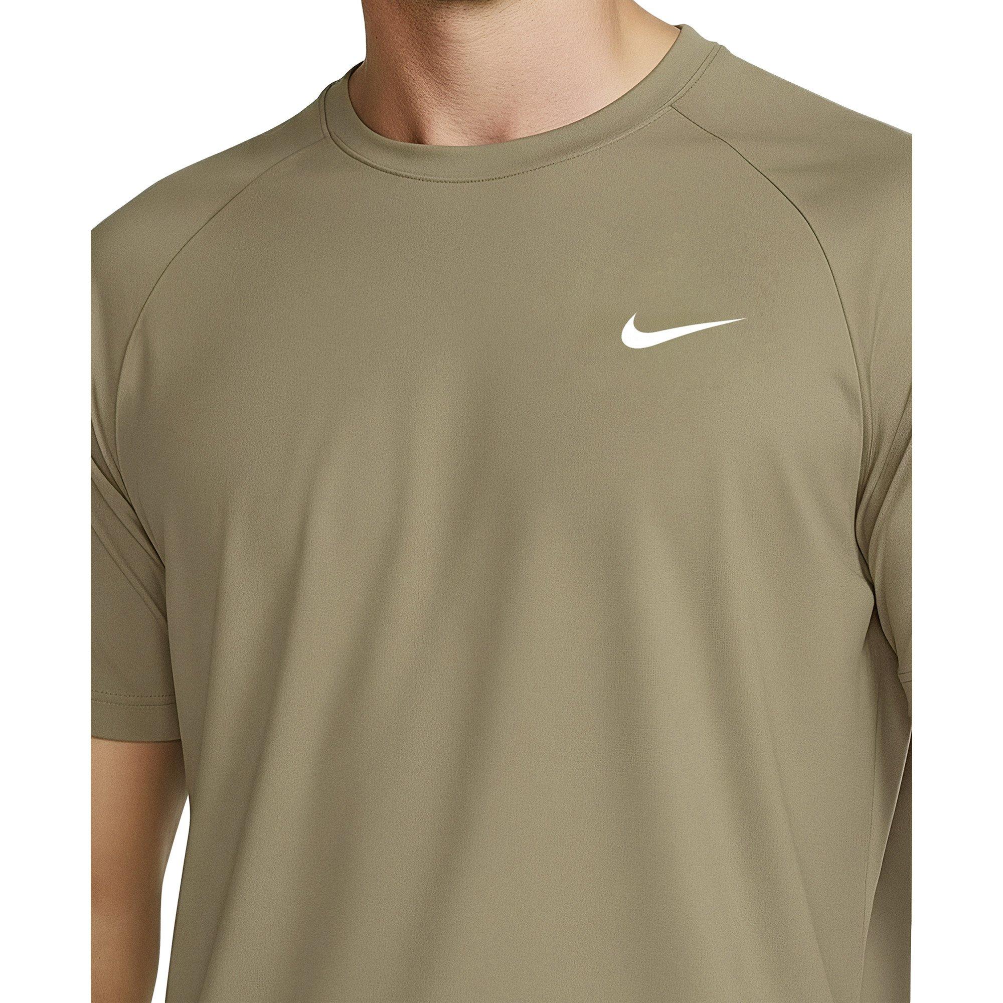 Nike Men's Swim Hydroguard Essential Dri-FIT UV Short Sleeve Shirt - BEIGE Thumbnail View 3