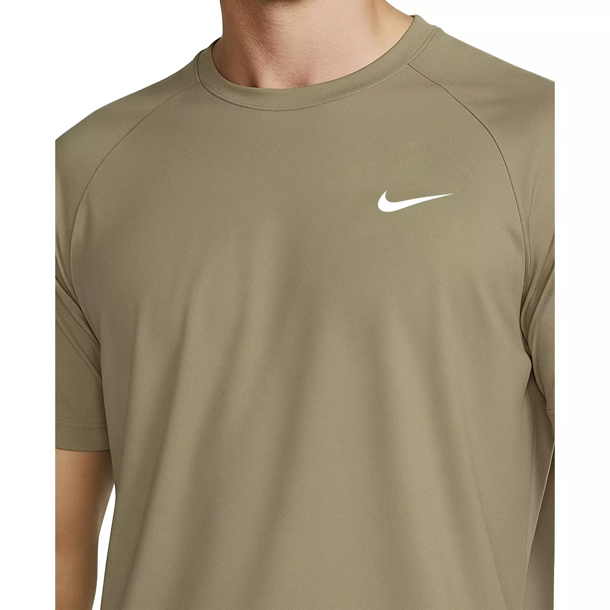 Nike Men's Swim Hydroguard Essential Dri-FIT UV Short Sleeve Shirt - BEIGE