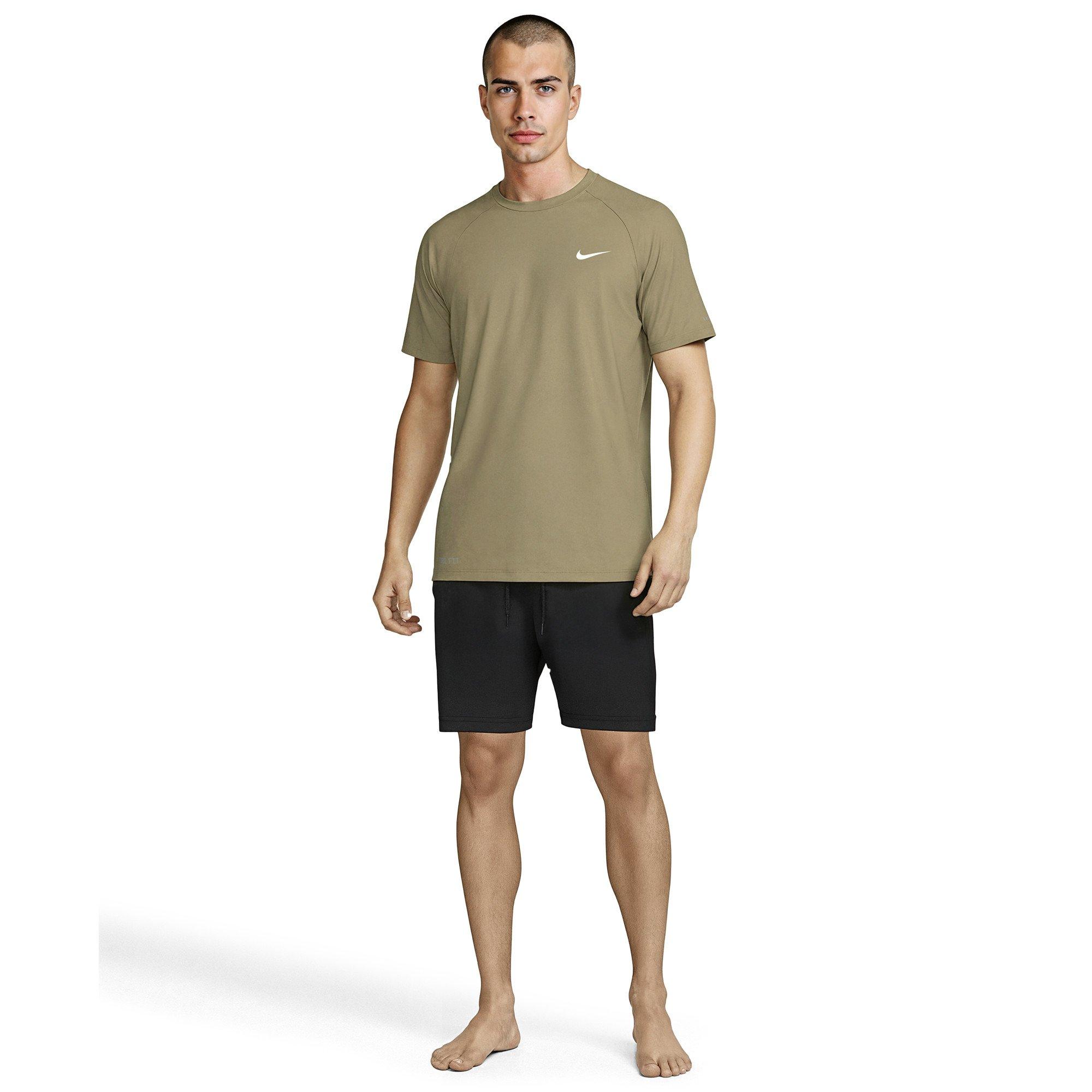 Nike Men's Swim Hydroguard Essential Dri-FIT UV Short Sleeve Shirt - BEIGE Thumbnail View 6