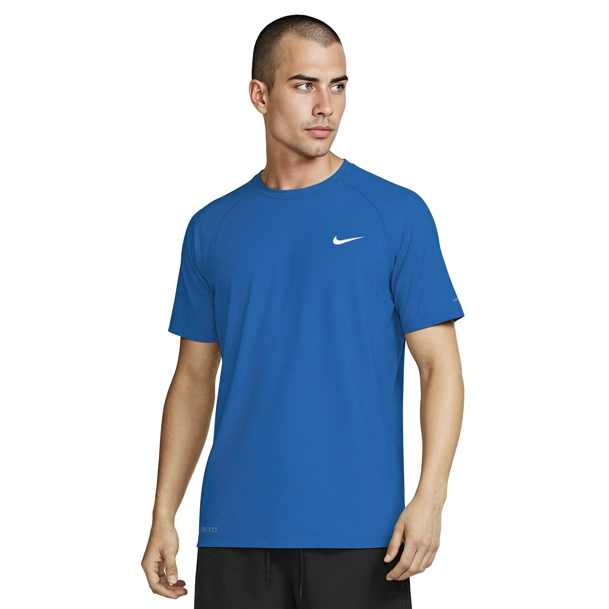 Nike Men's Swim Hydroguard Essential Dri-FIT UV Short Sleeve Shirt - ROYAL Thumbnail View 1