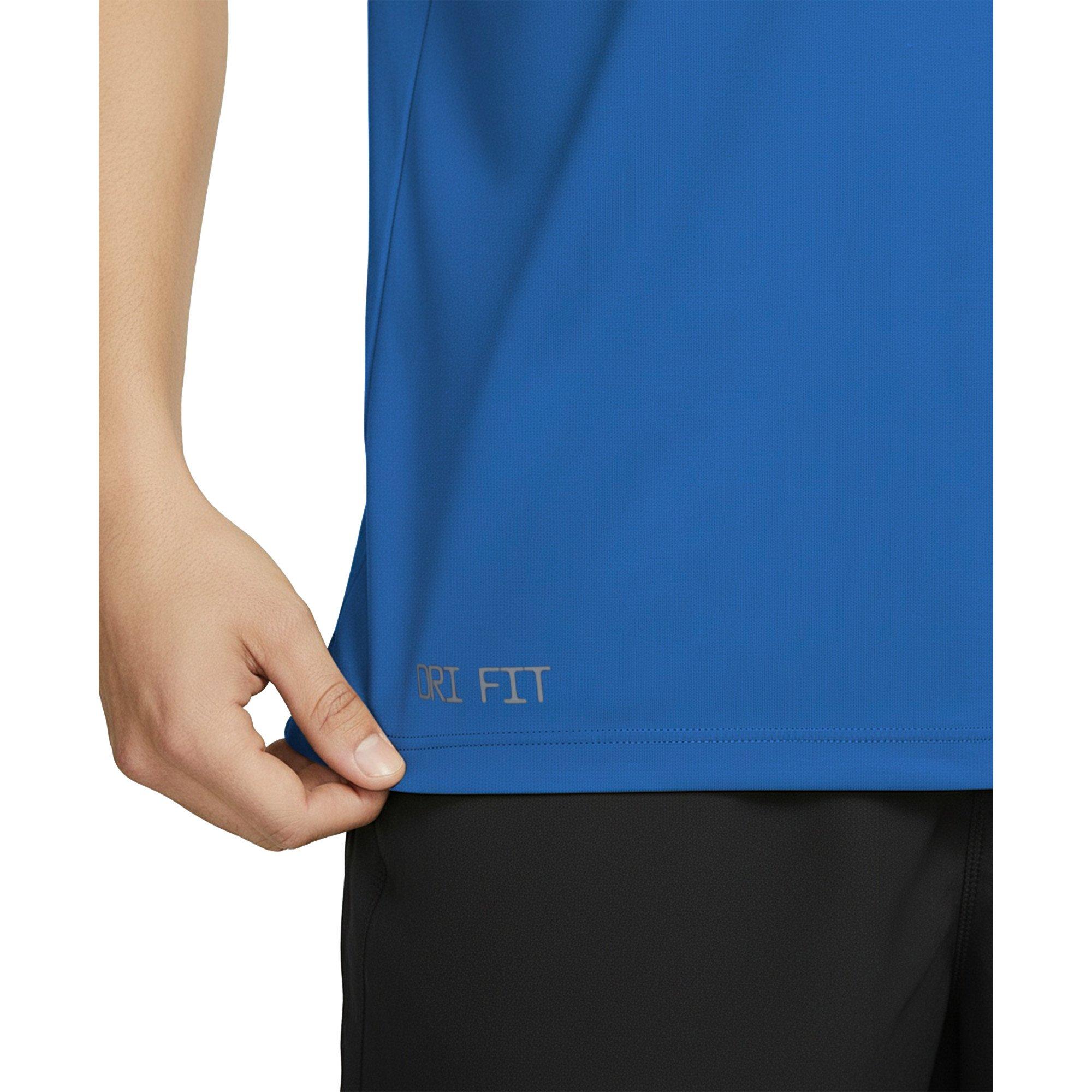 Nike Men's Swim Hydroguard Essential Dri-FIT UV Short Sleeve Shirt - ROYAL Thumbnail View 5